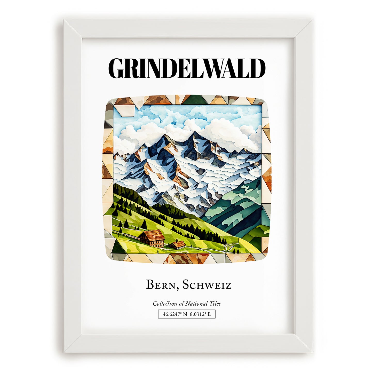 Grindelwald, Switzerland – Travel Wall Art, placed in minimal white frame