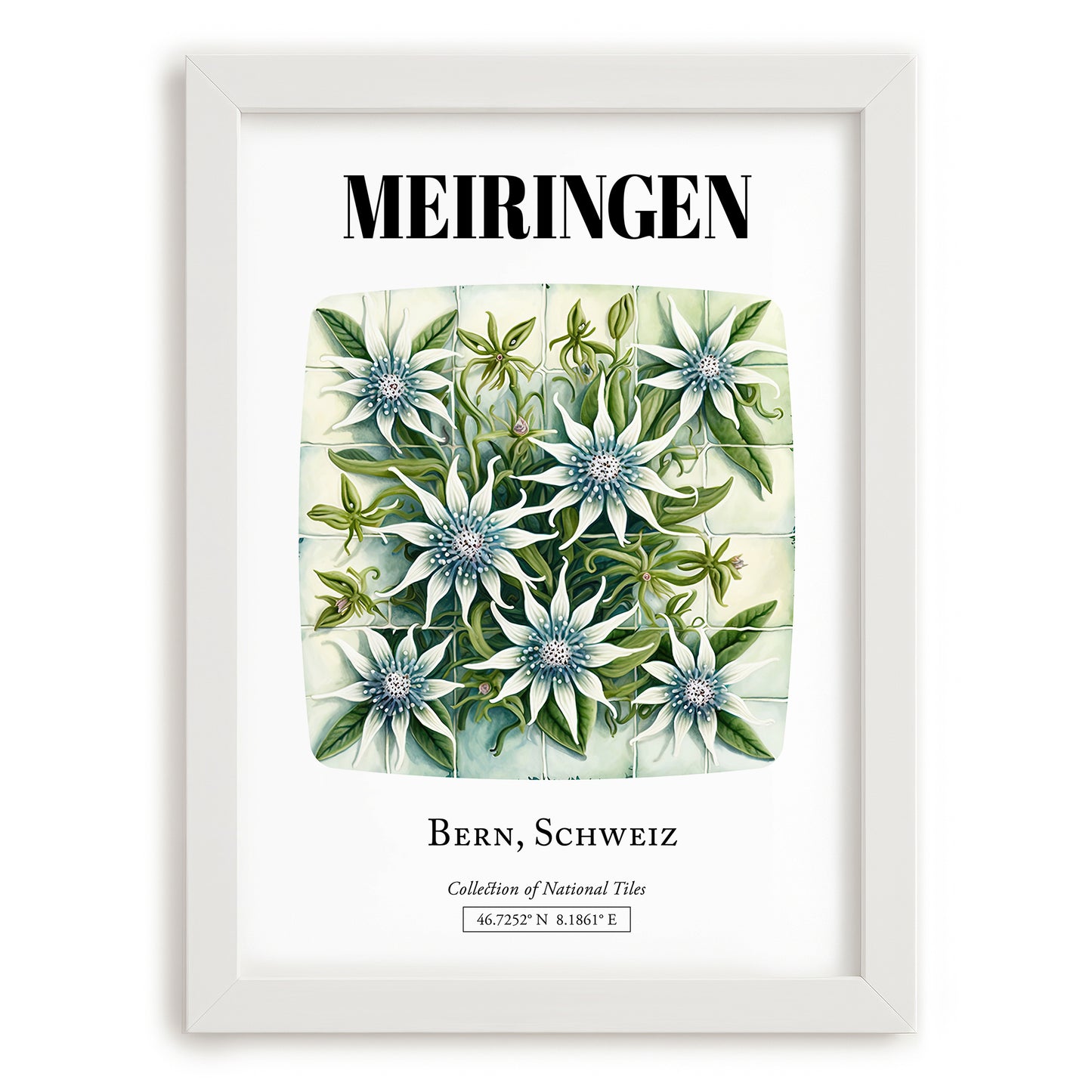 Meiringen, Switzerland – Architectural Travel Art, placed in minimal white frame