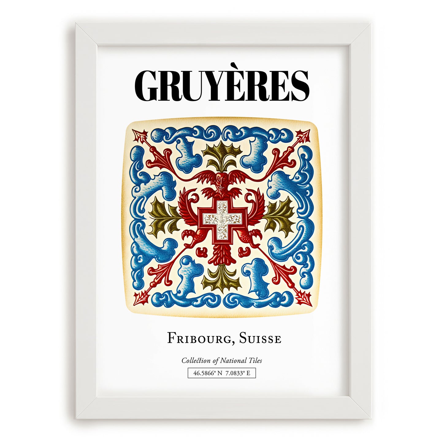 Gruyères, Switzerland – Travel Print, placed in minimal white frame