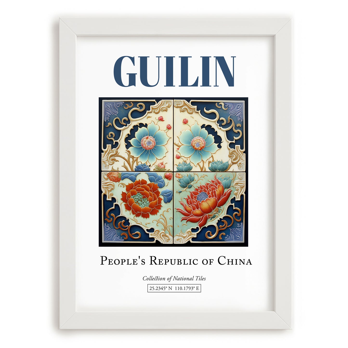 Guilin, China – Travel Print, placed in minimal white frame