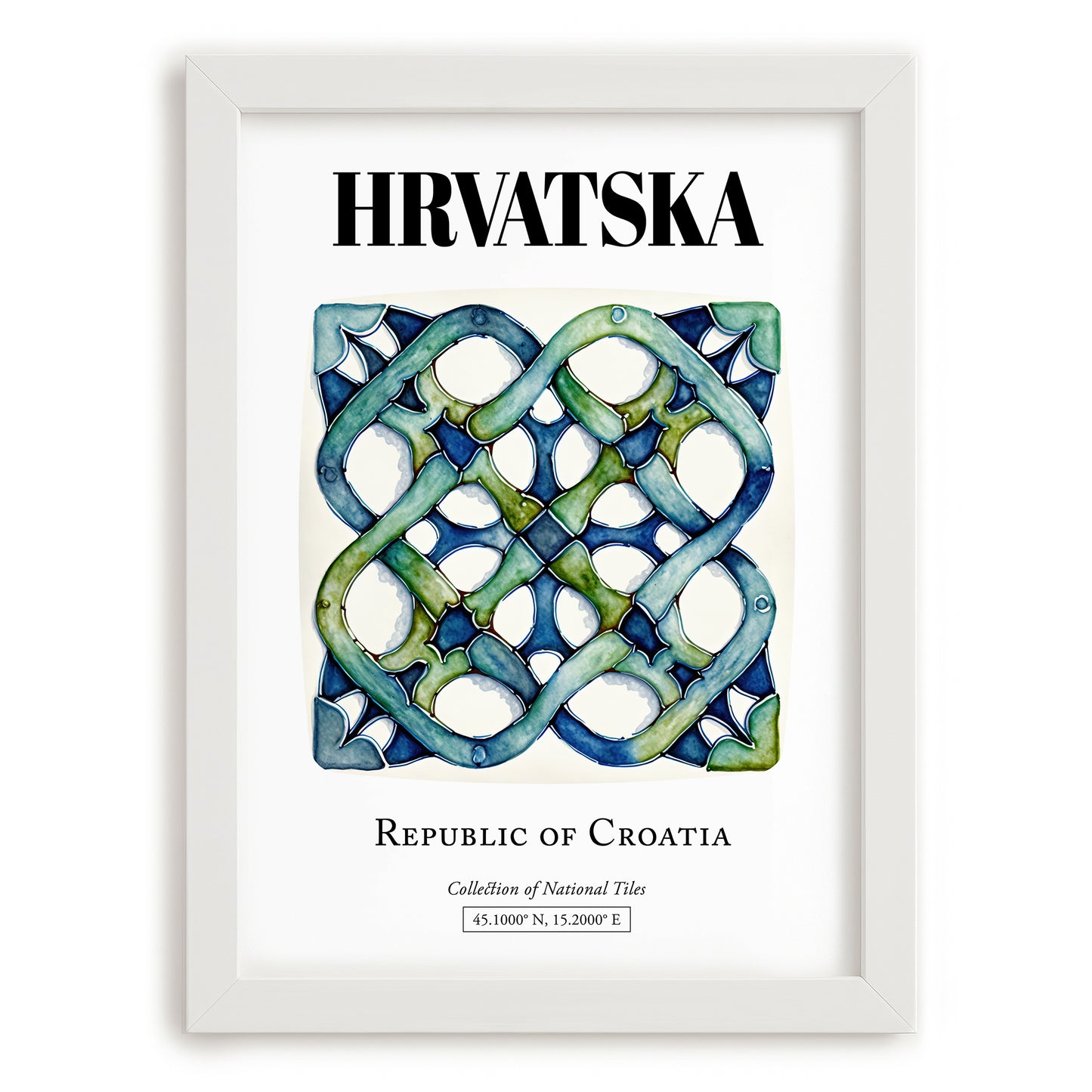 Hrvatska, Croatia – Travel Poster, placed in minimal white frame