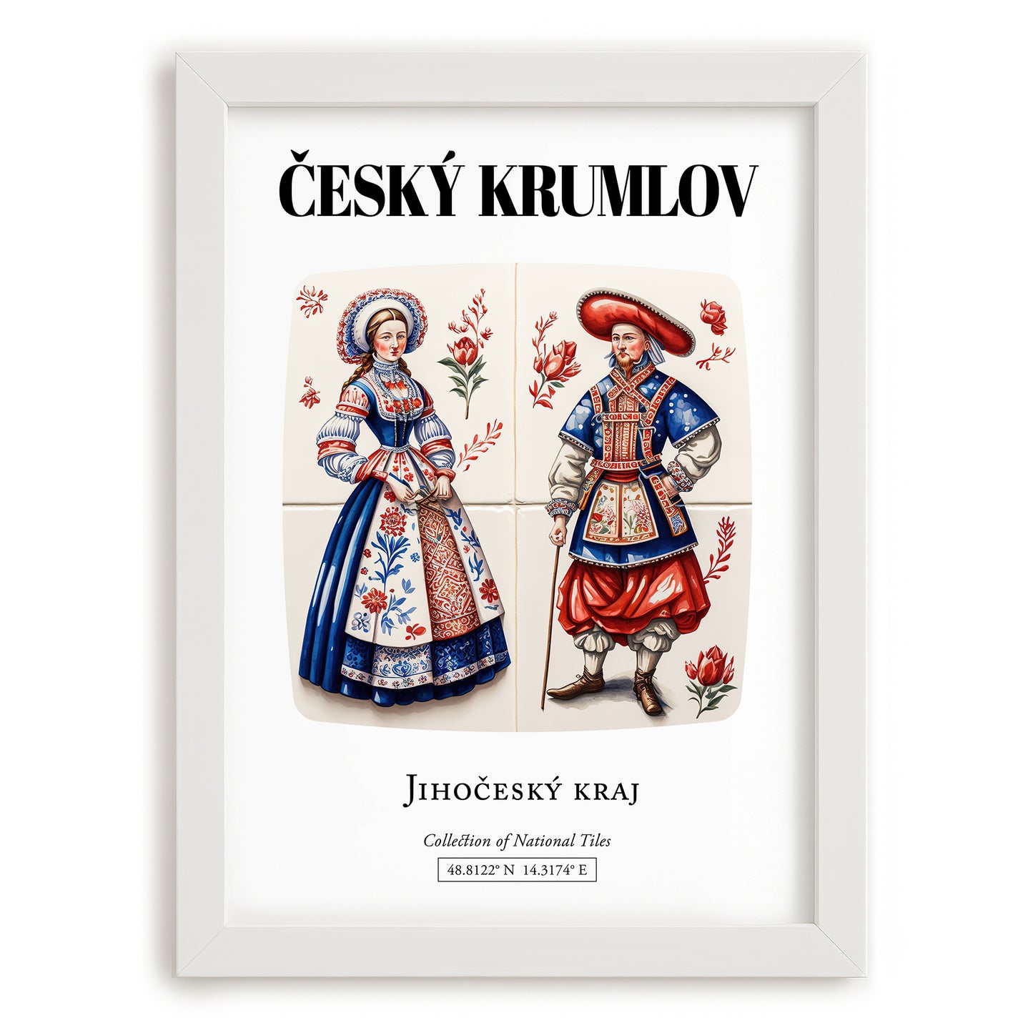 Český Krumlov, Czech Republic – Global Cities Wall Print, placed in minimal white frame