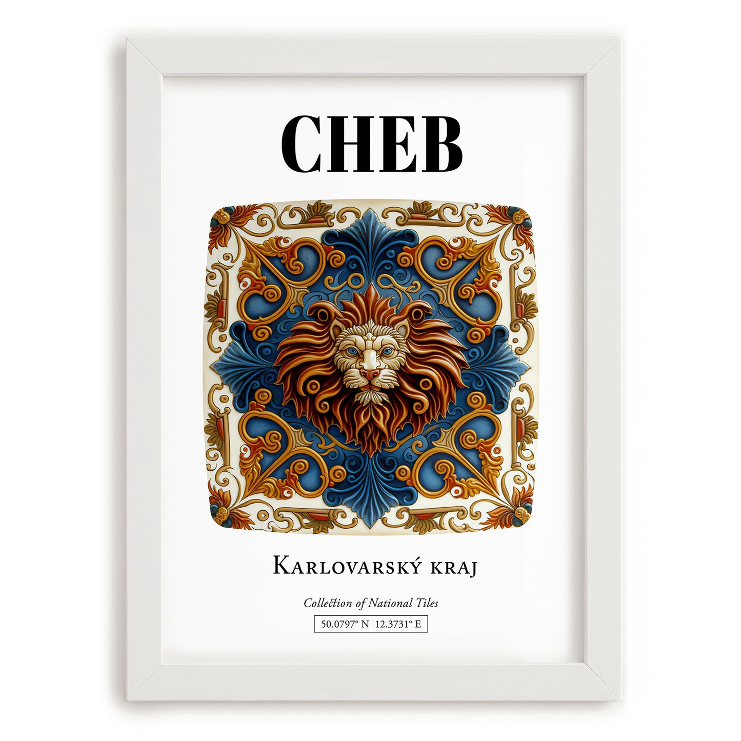 Cheb, Czech Republic – Travel Print, placed in minimal white frame