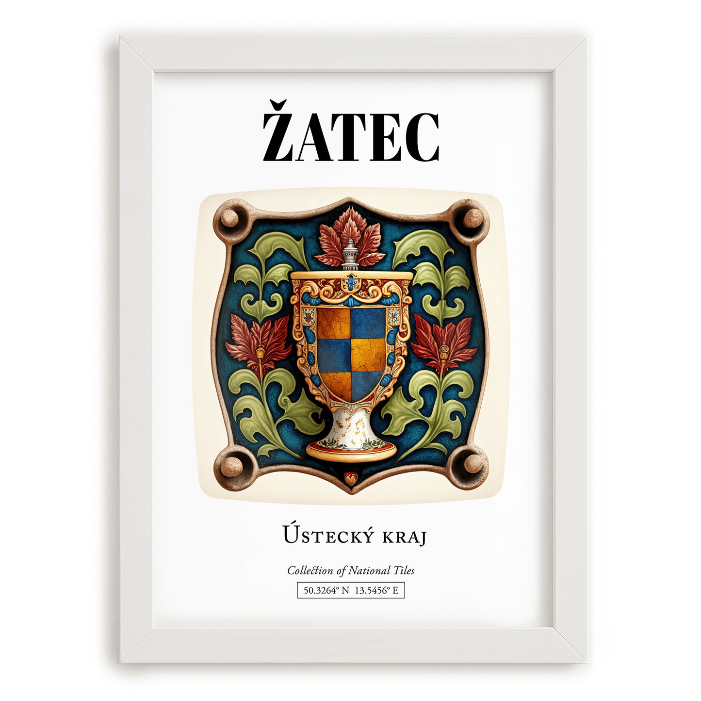 Žatec, Czech Republic – Historic Cities Art Print, placed in minimal white frame