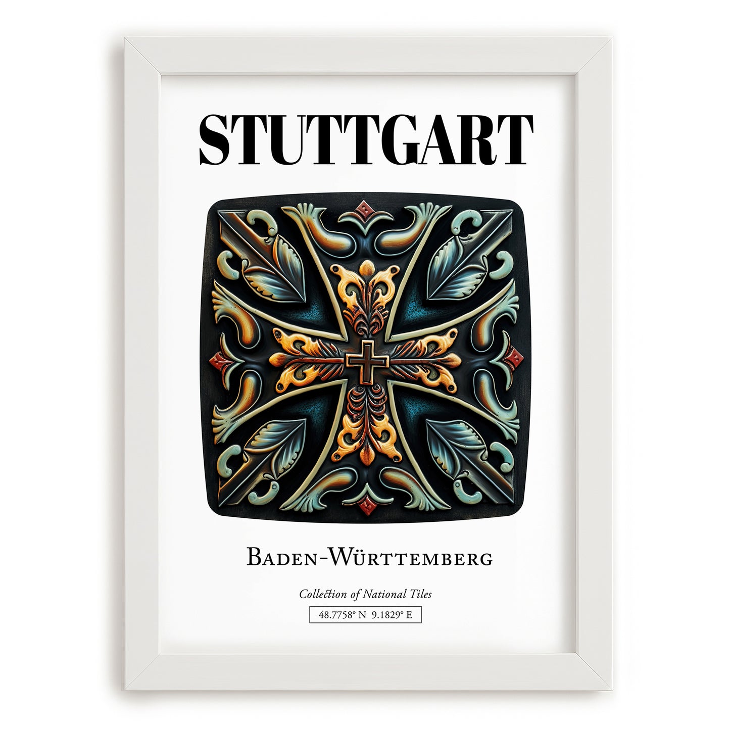 Stuttgart, Germany – Wanderlust-Inspired Poster, placed in minimal white frame