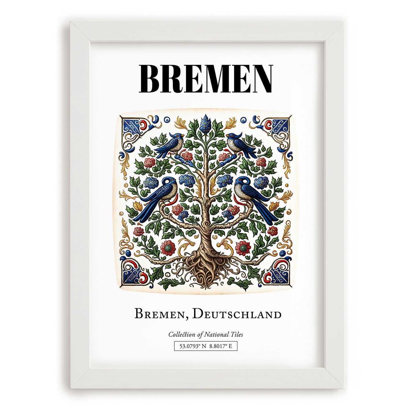 Bremen, Germany – Wanderlust-Inspired Poster, placed in minimal white frame