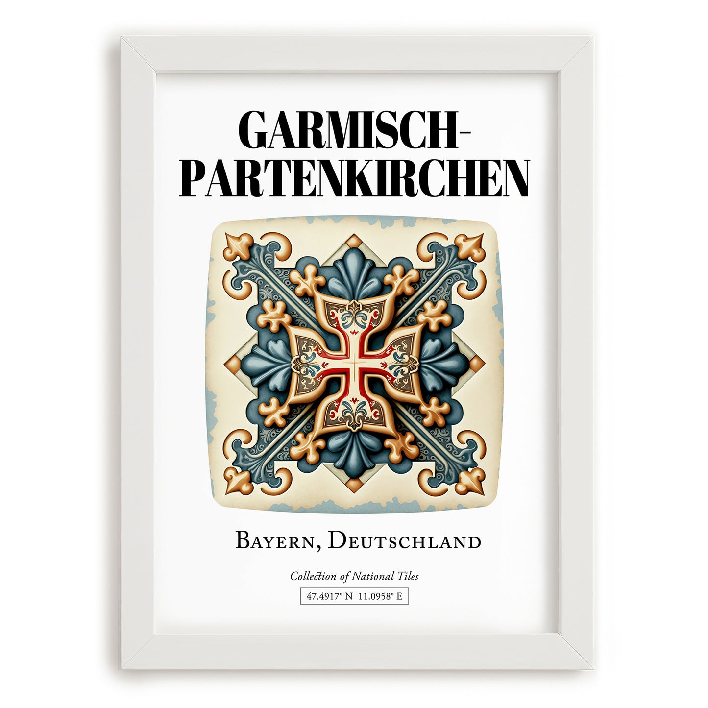 Garmisch-partenkirchen, Germany – Cityscape Wall Art, placed in minimal white frame