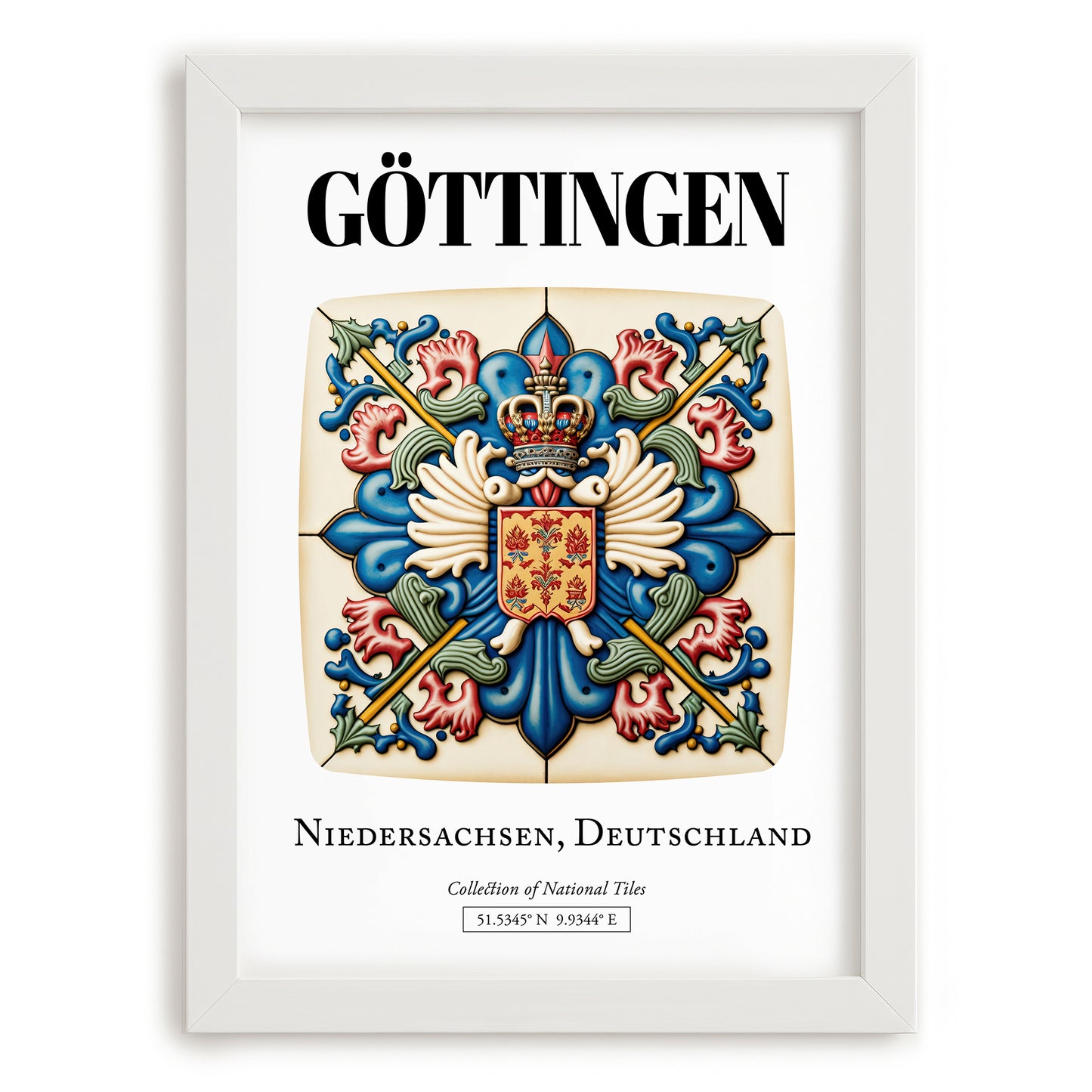 Göttingen, Germany – Travel Wall Decor, placed in minimal white frame