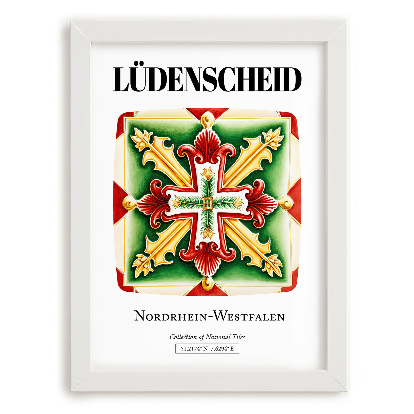 Lüdenscheid, Germany – Travel Poster, placed in minimal white frame