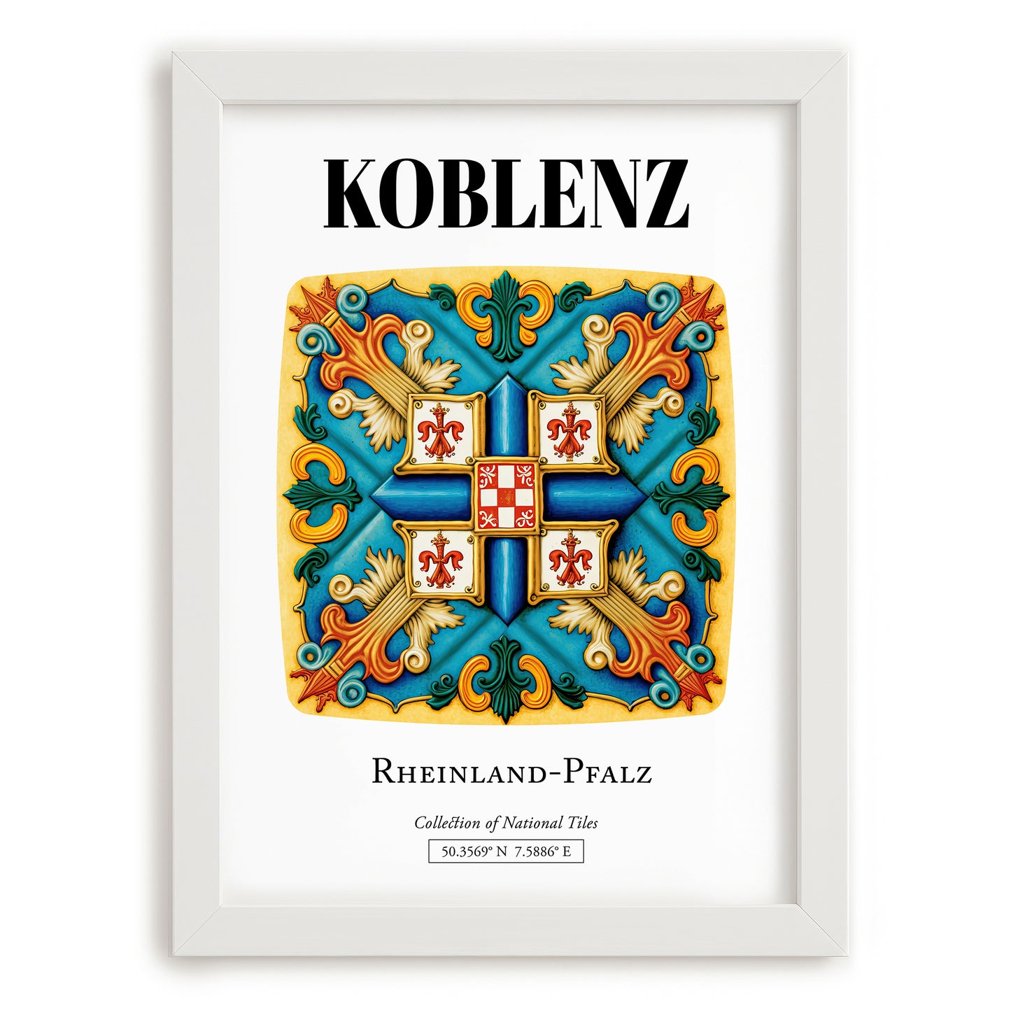 Koblenz, Germany – Travel Wall Decor, placed in minimal white frame
