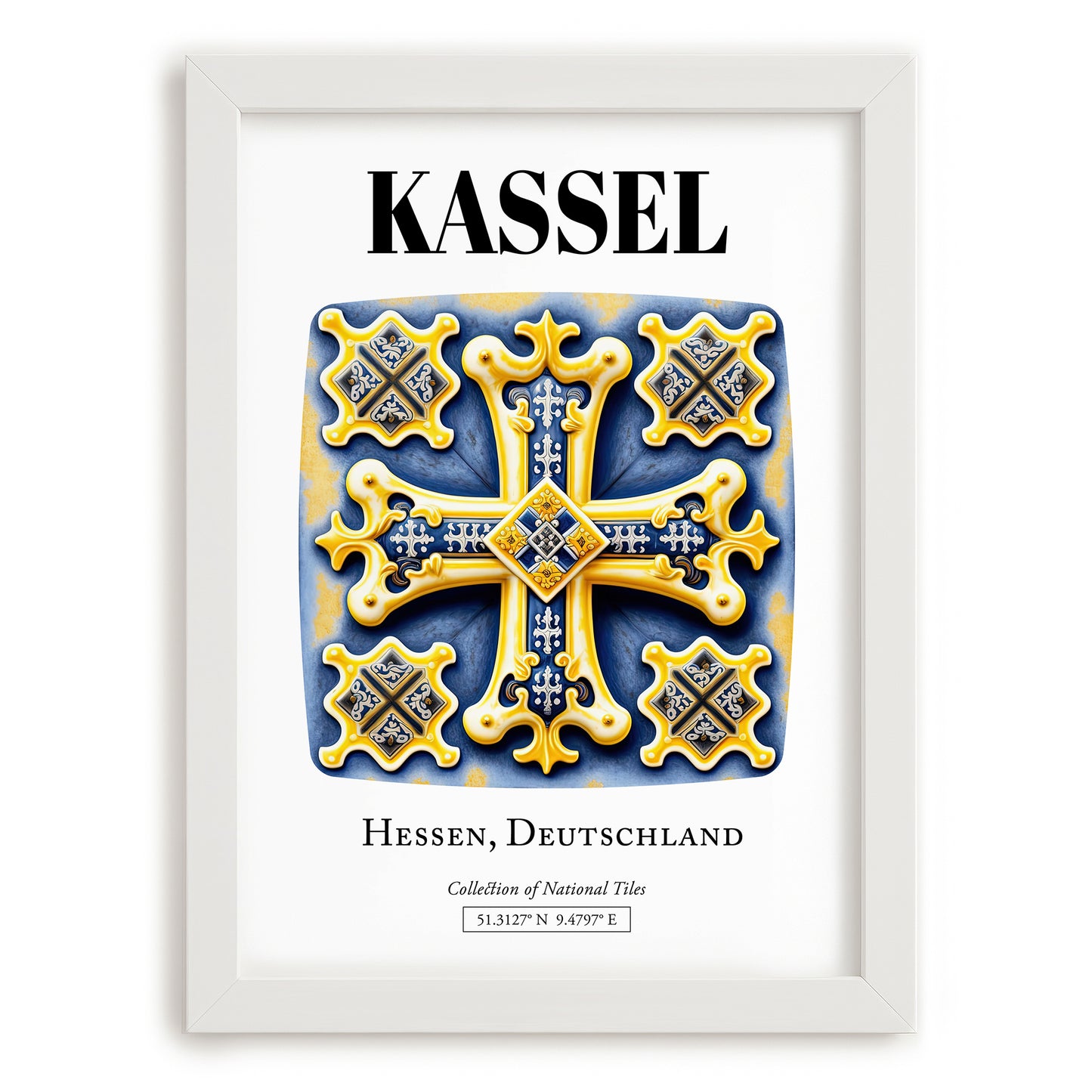 Kassel, Germany – Cultural Heritage Wall Art, placed in minimal white frame