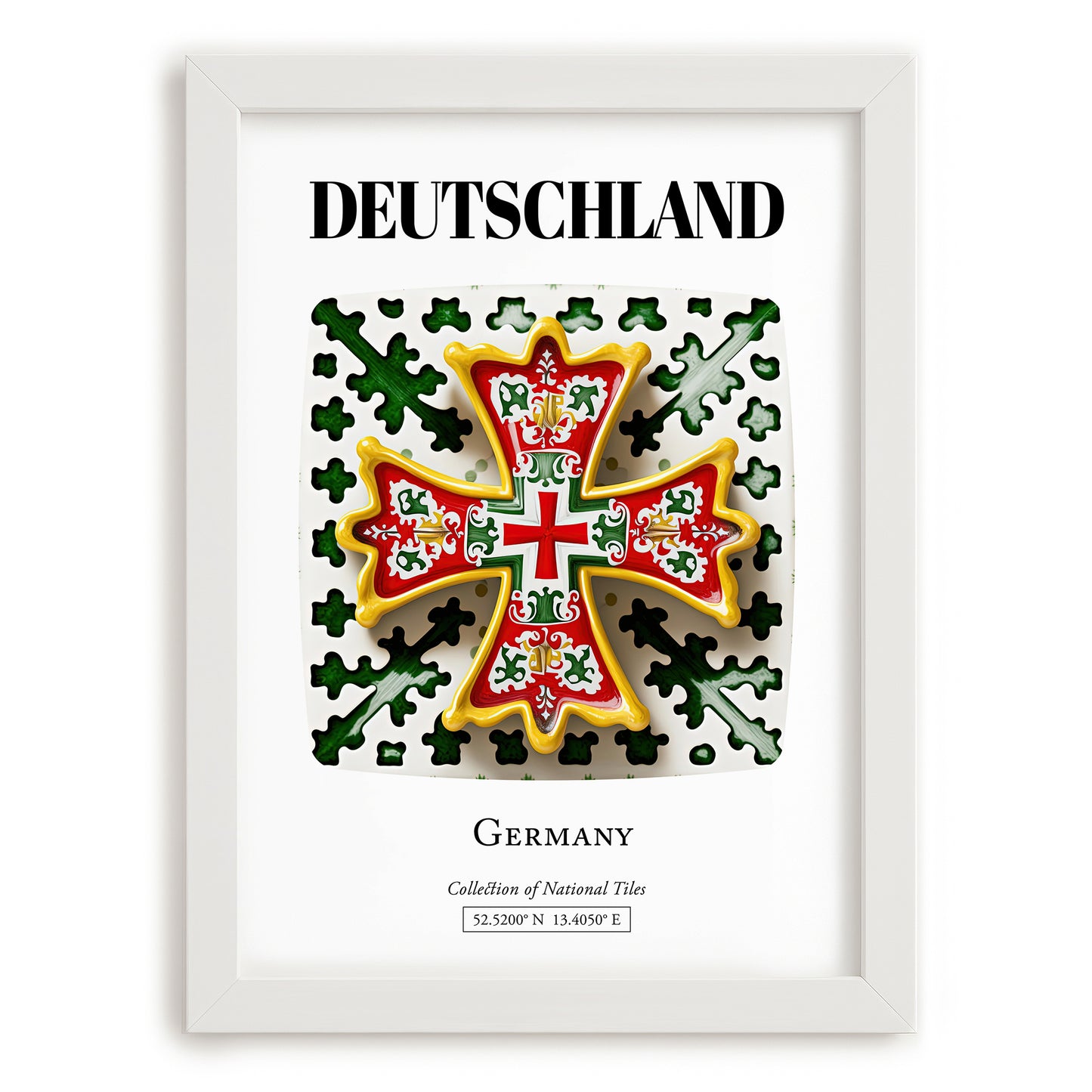 Deutschland, Germany – Global Cities Wall Print, placed in minimal white frame