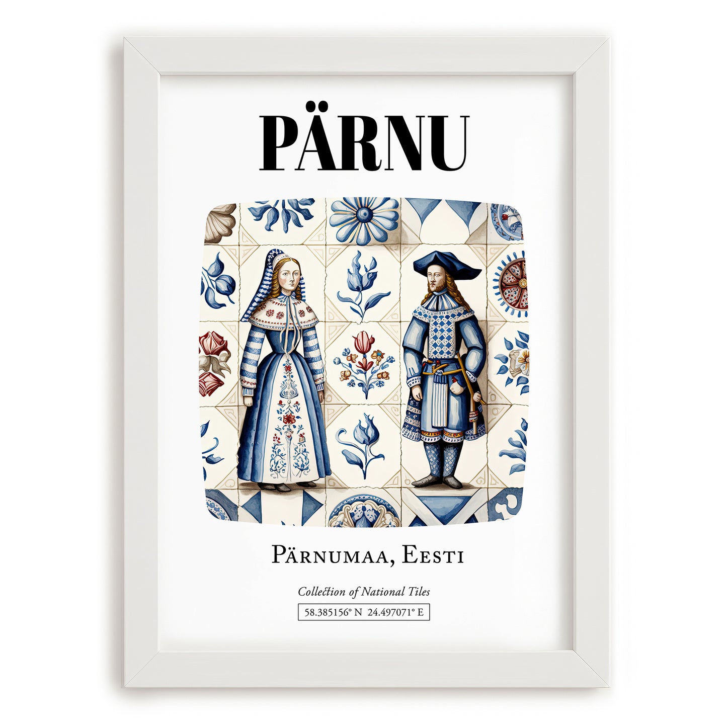 Pärnu, Estonia – Travel Wall Decor, placed in minimal white frame