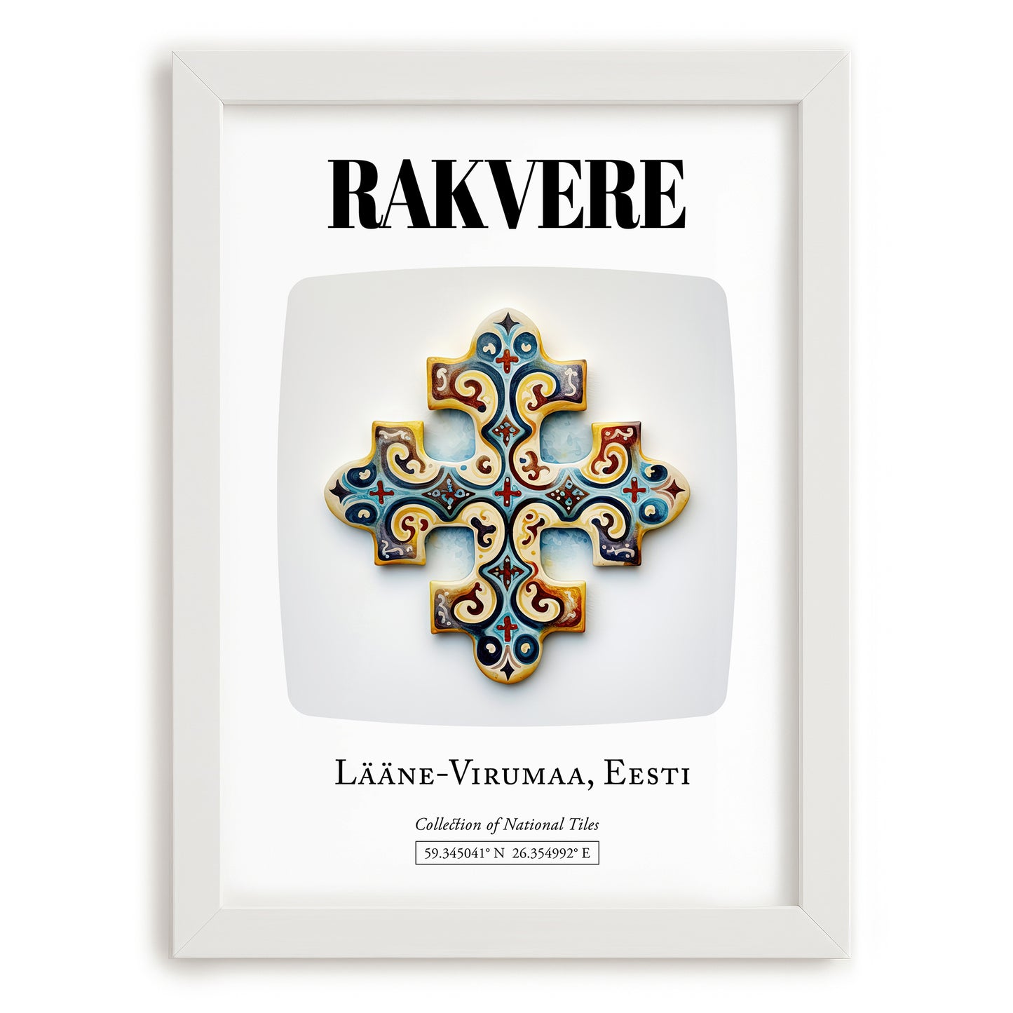 Rakvere, Estonia – Away From Home Poster, placed in minimal white frame