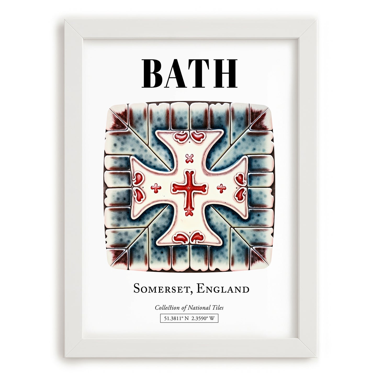 Bath, England – Travel Wall Decor, placed in minimal white frame