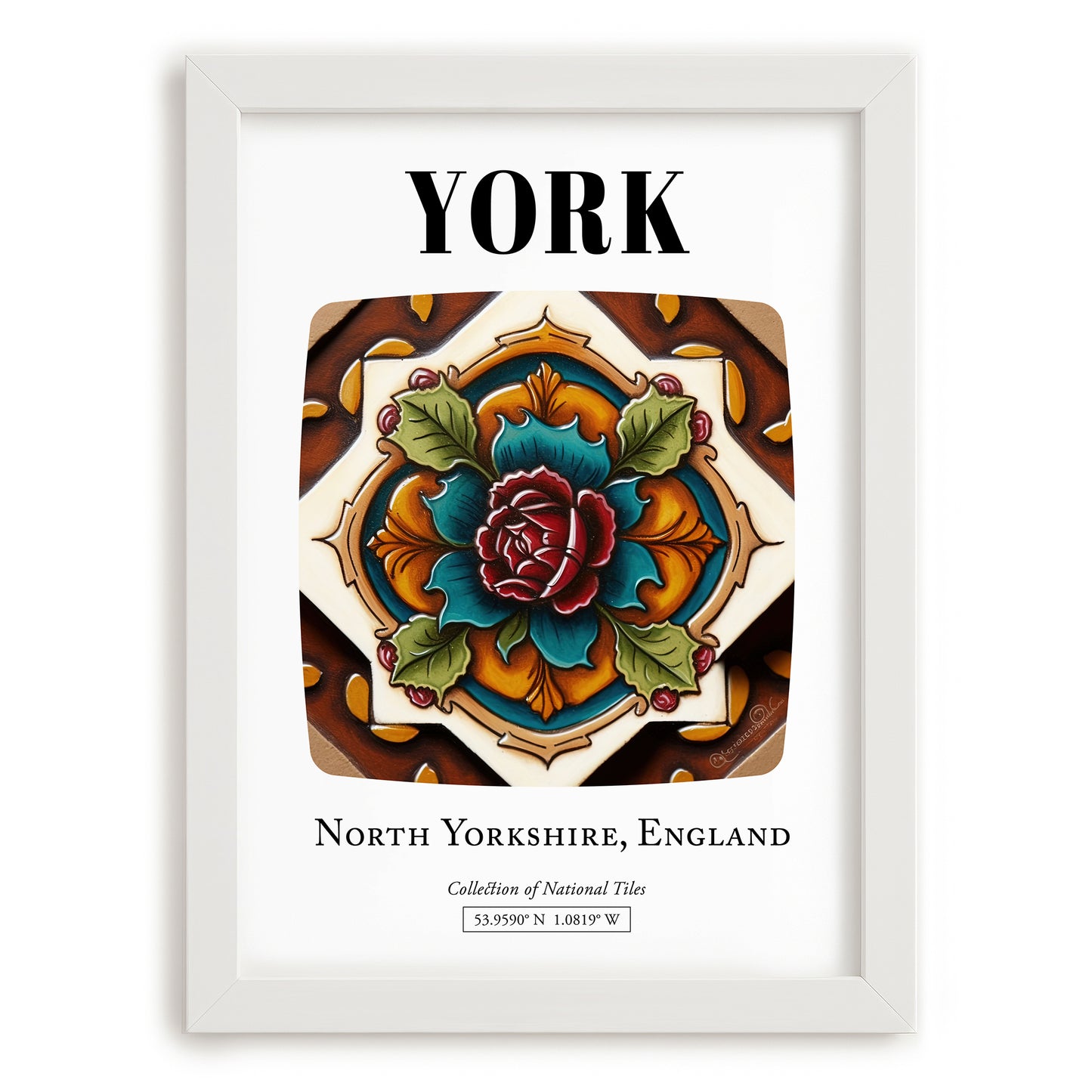 York, England – Travel Wall Art, placed in minimal white frame