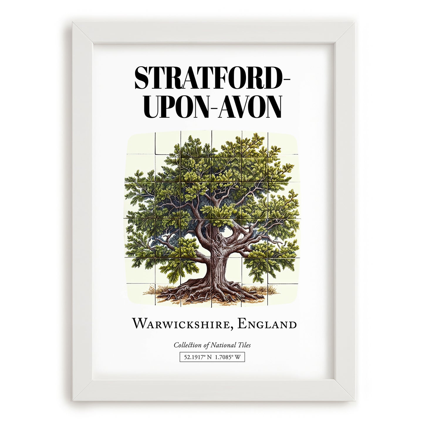 Stratford-upon-avon, England – Travel Poster, placed in minimal white frame