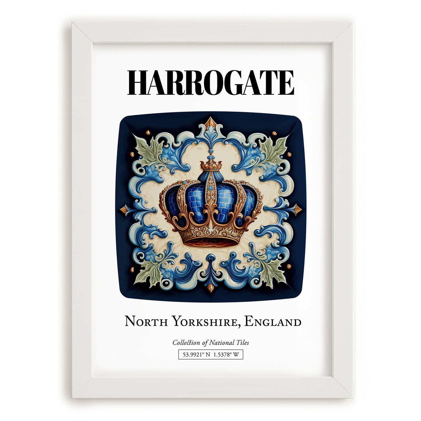 Harrogate, England – Travel Wall Decor, placed in minimal white frame