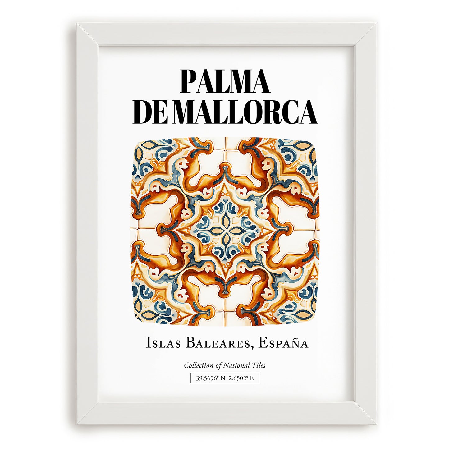 Palma De Mallorca, Spain – Travel Print, placed in minimal white frame