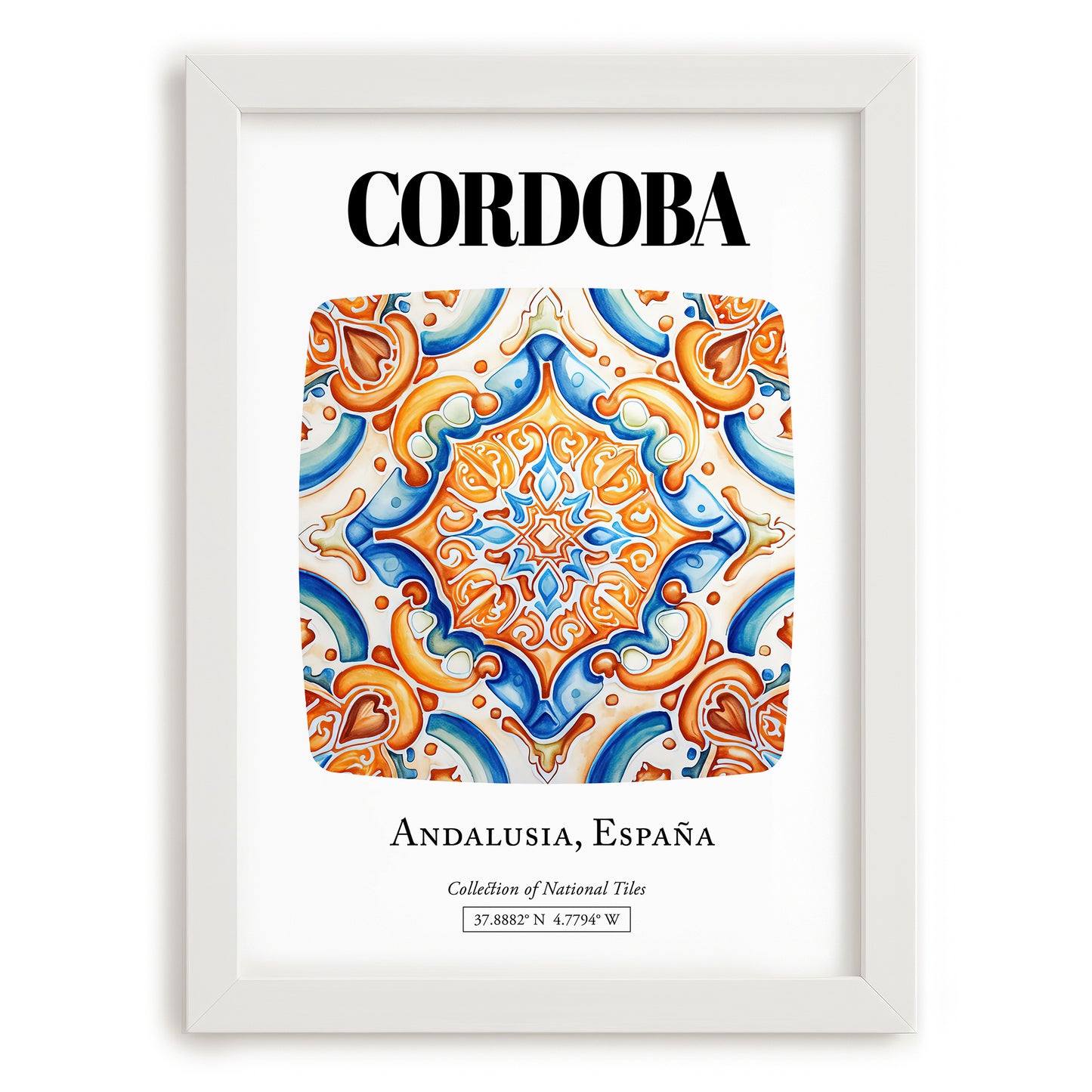 Cordoba, Spain – Country Culture Poster, placed in minimal white frame