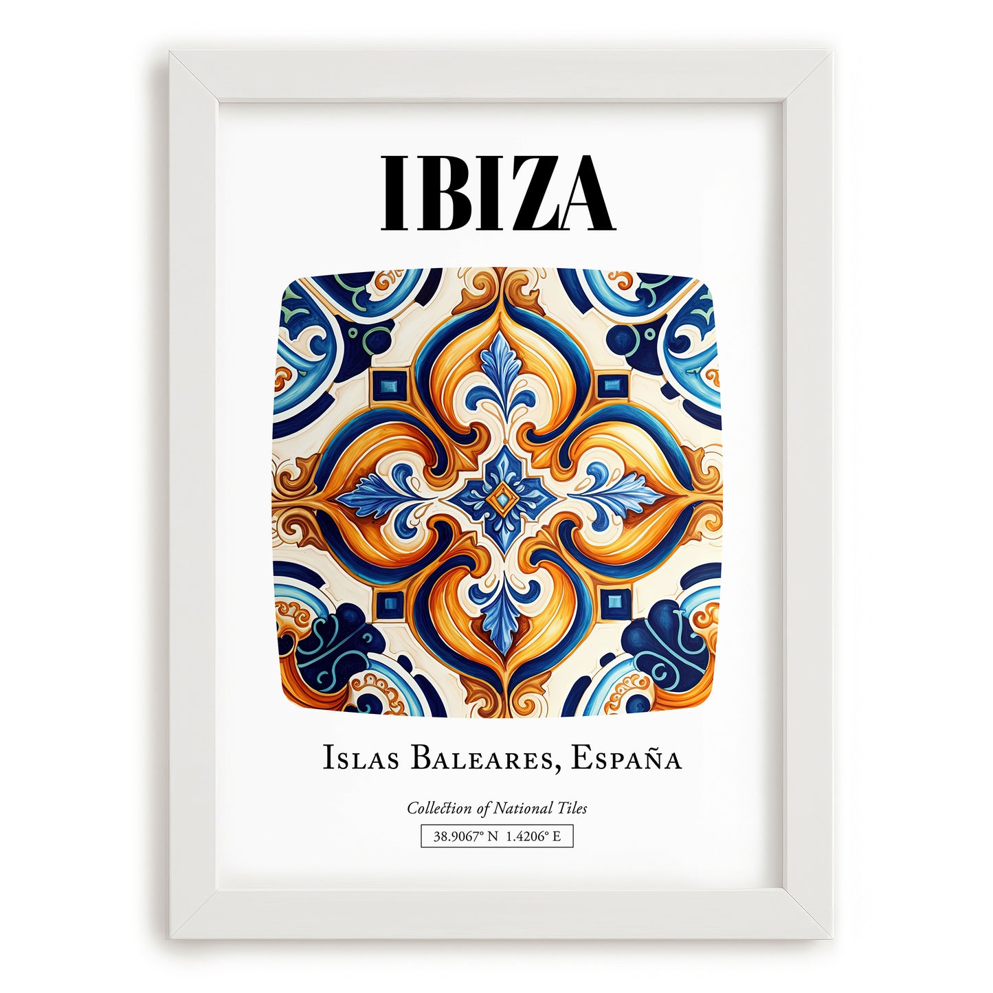 Ibiza, Spain – Historic Cities Art Print, placed in minimal white frame