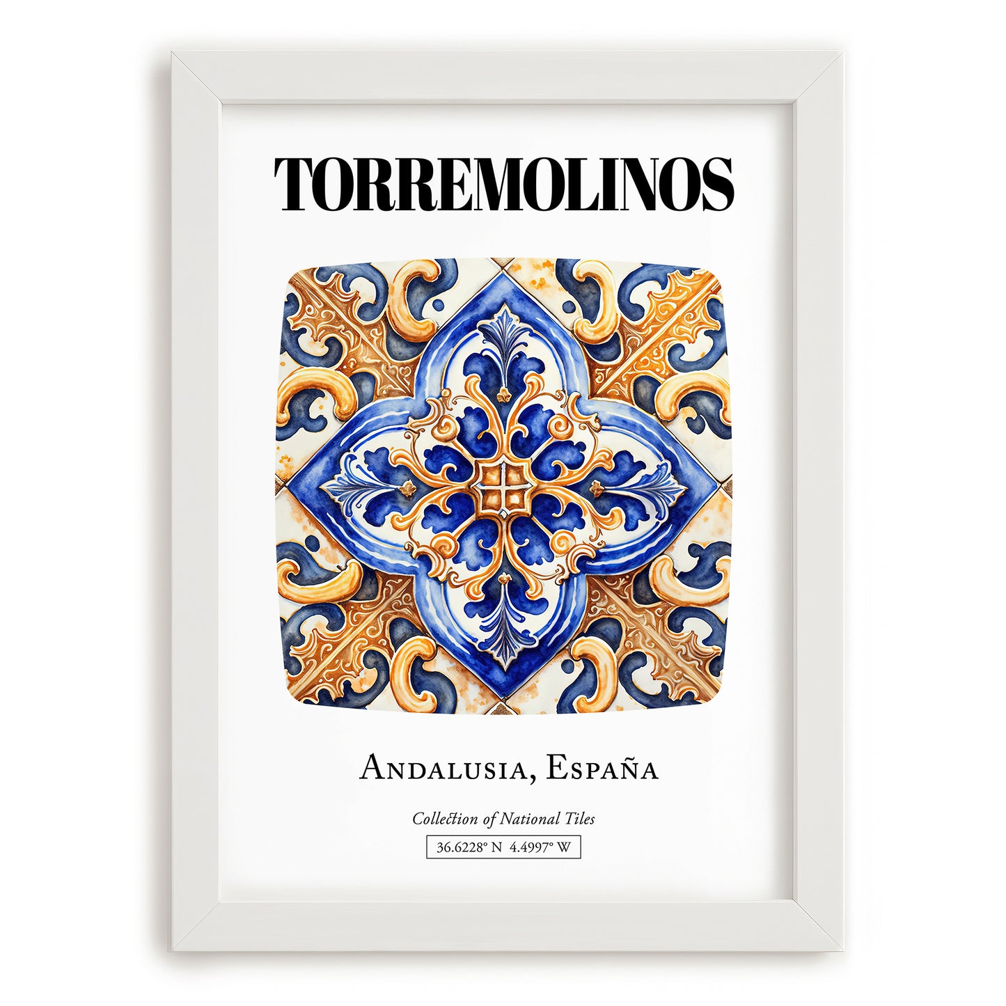 Torremolinos, Spain – Travel Print, placed in minimal white frame