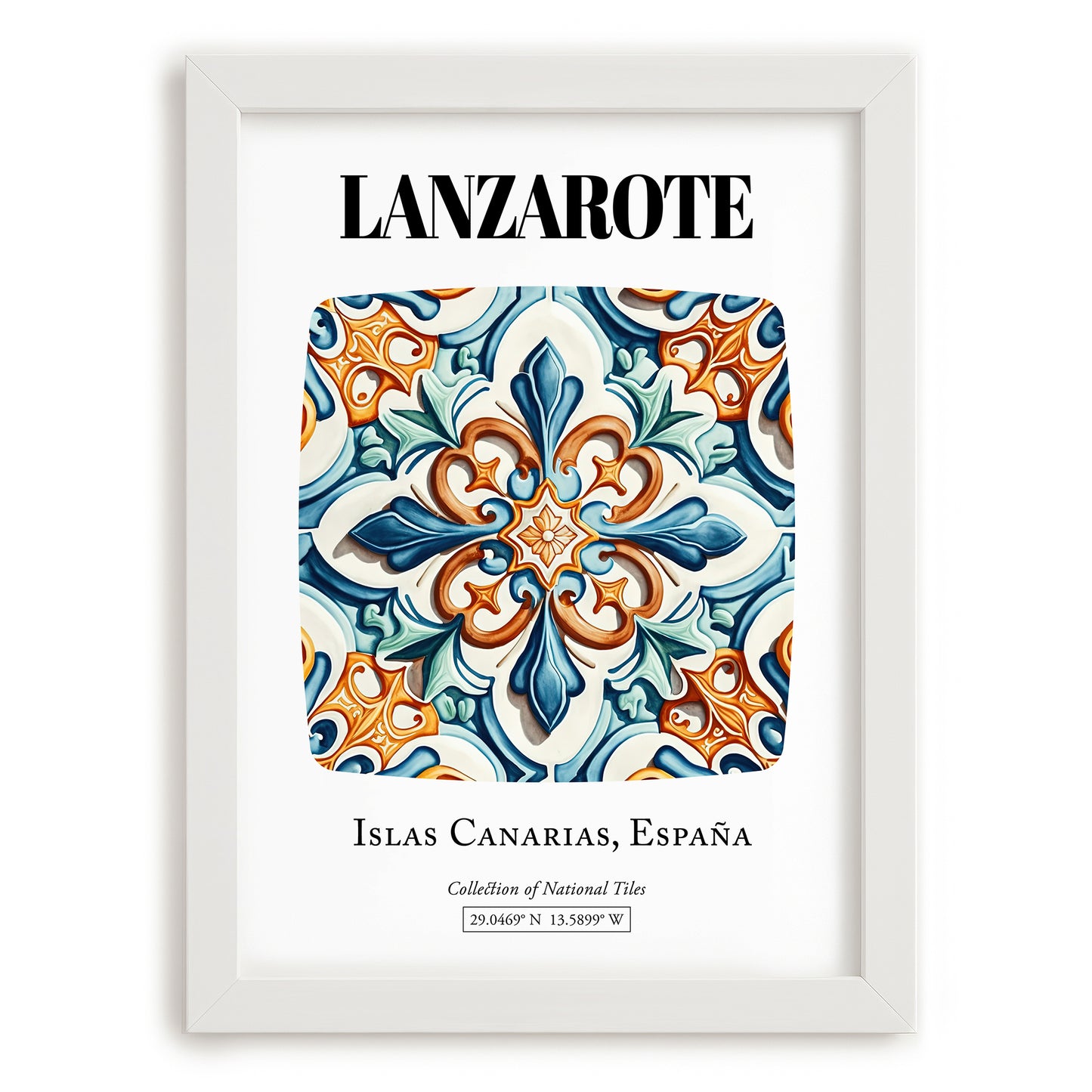 Lanzarote, Spain – Wanderlust-Inspired Poster, placed in minimal white frame