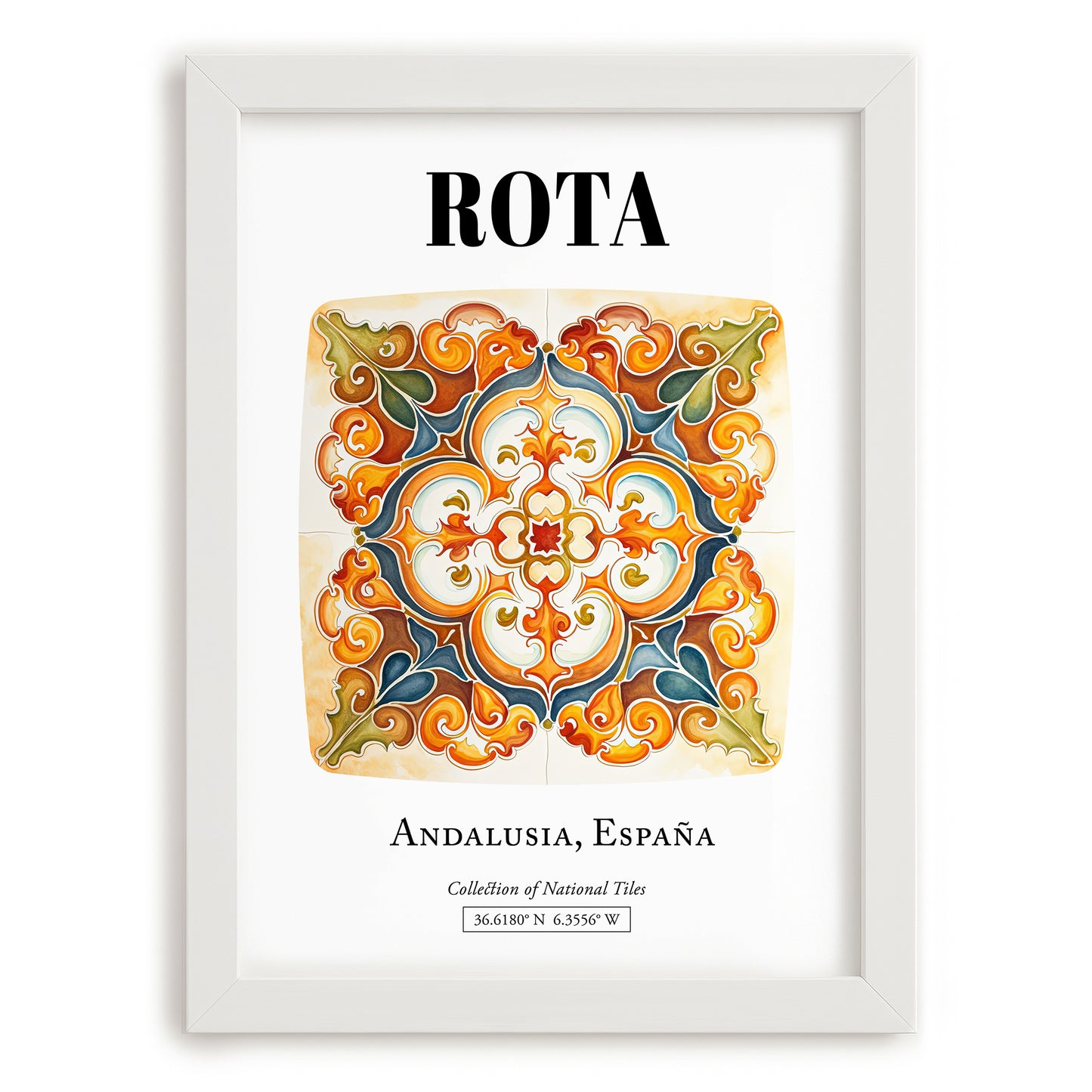 Rota, Spain – Travel Print, placed in minimal white frame
