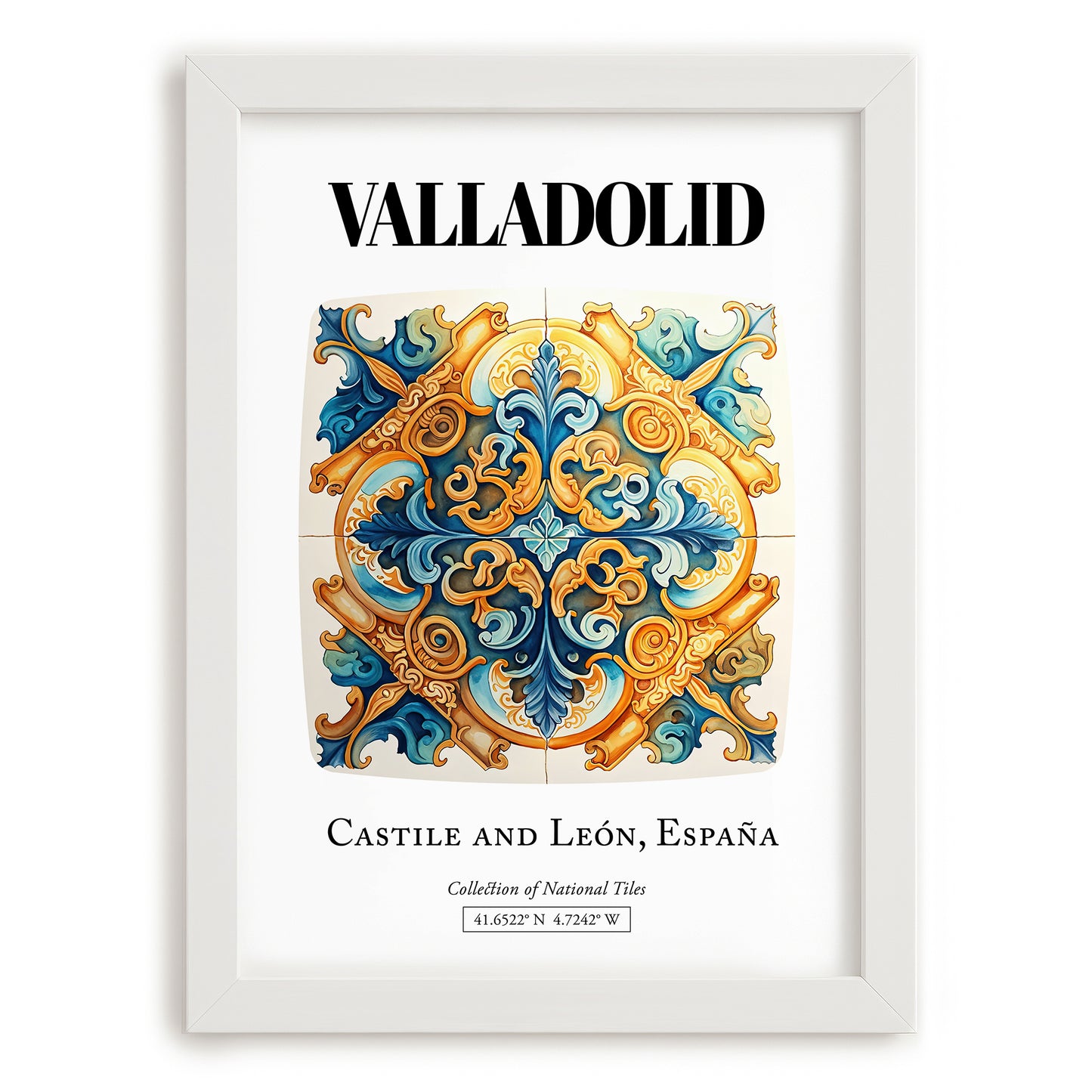 Valladolid, Spain – Travel Wall Decor, placed in minimal white frame