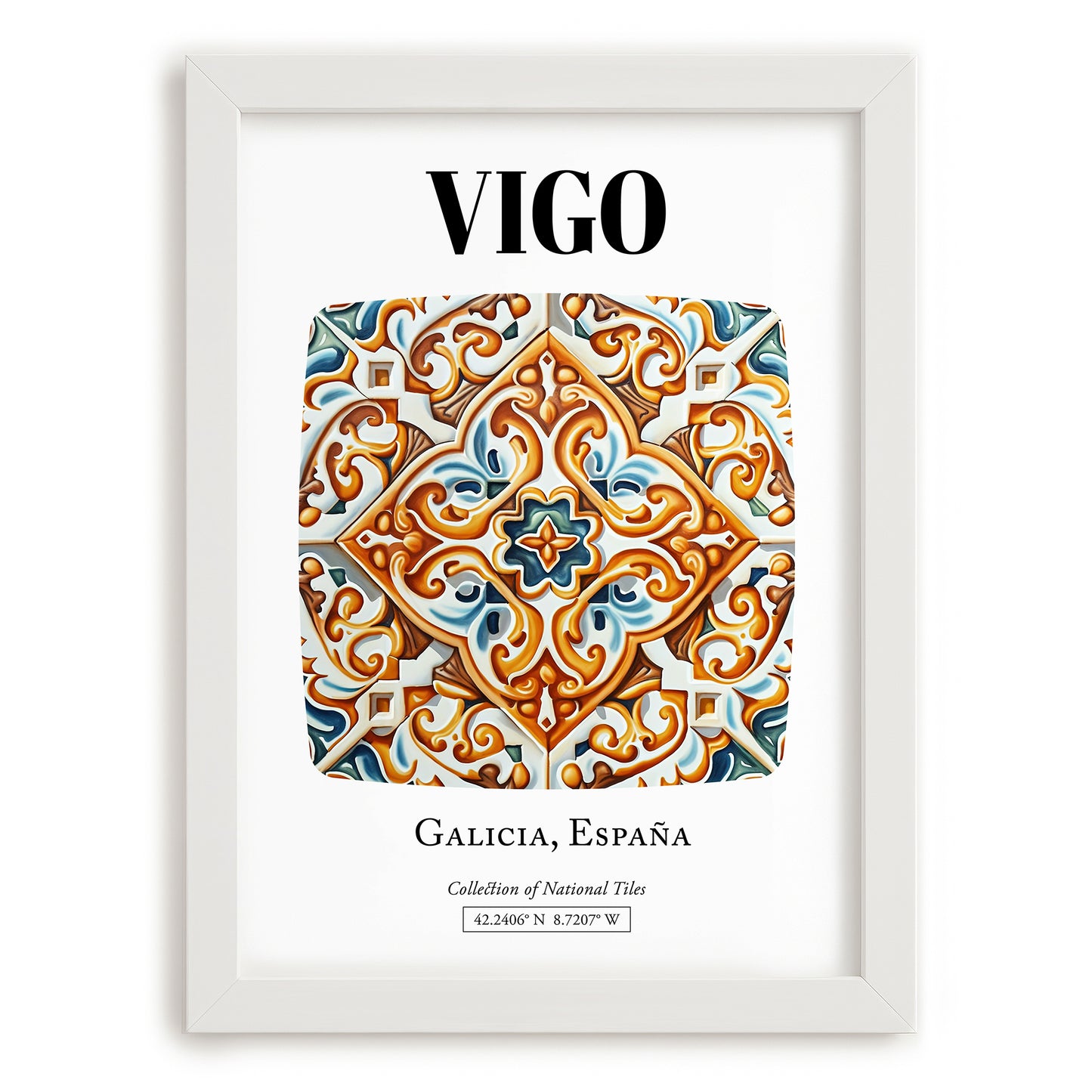 Vigo, Spain – Travel Print, placed in minimal white frame