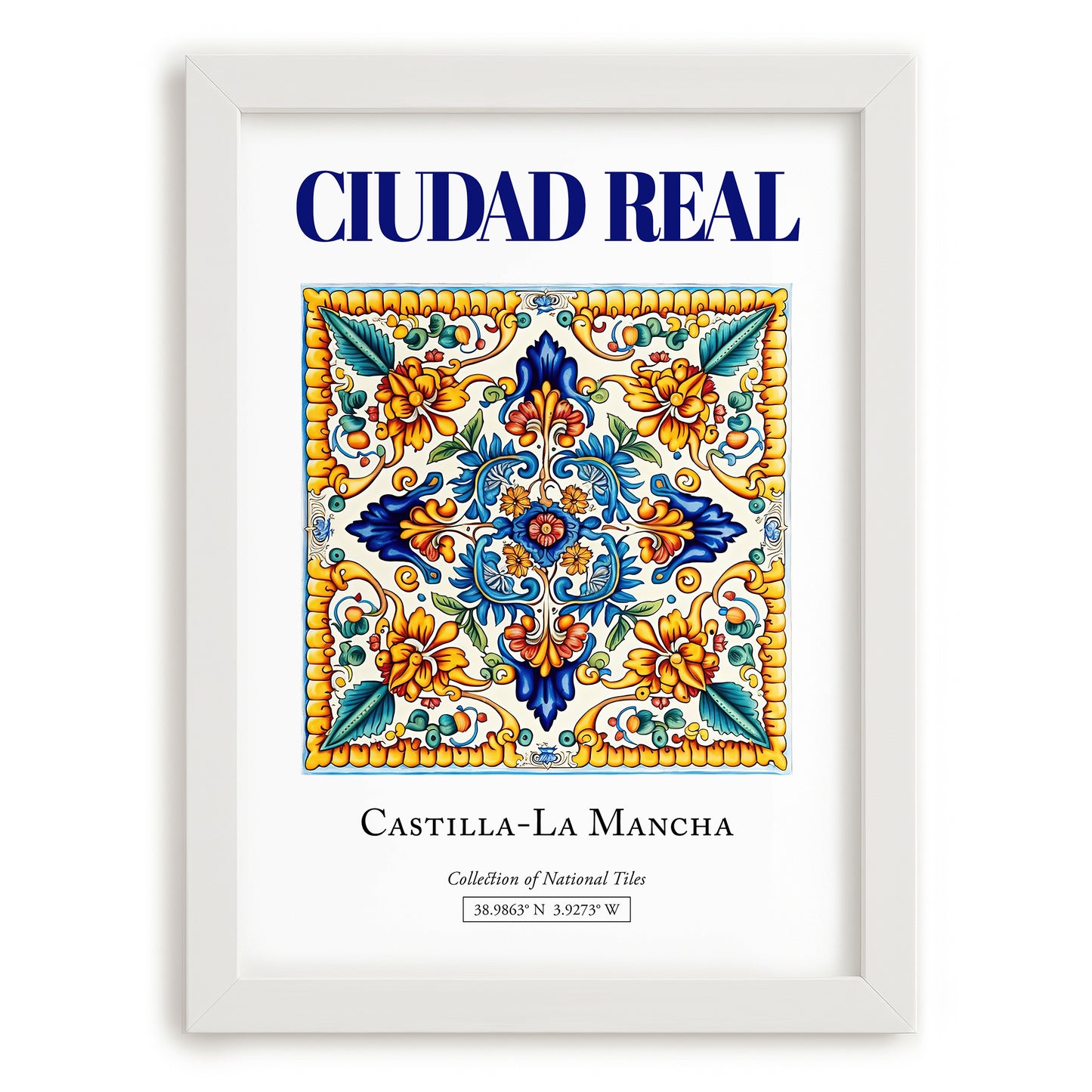 Ciudad Real, Spain – Travel Print, placed in minimal white frame