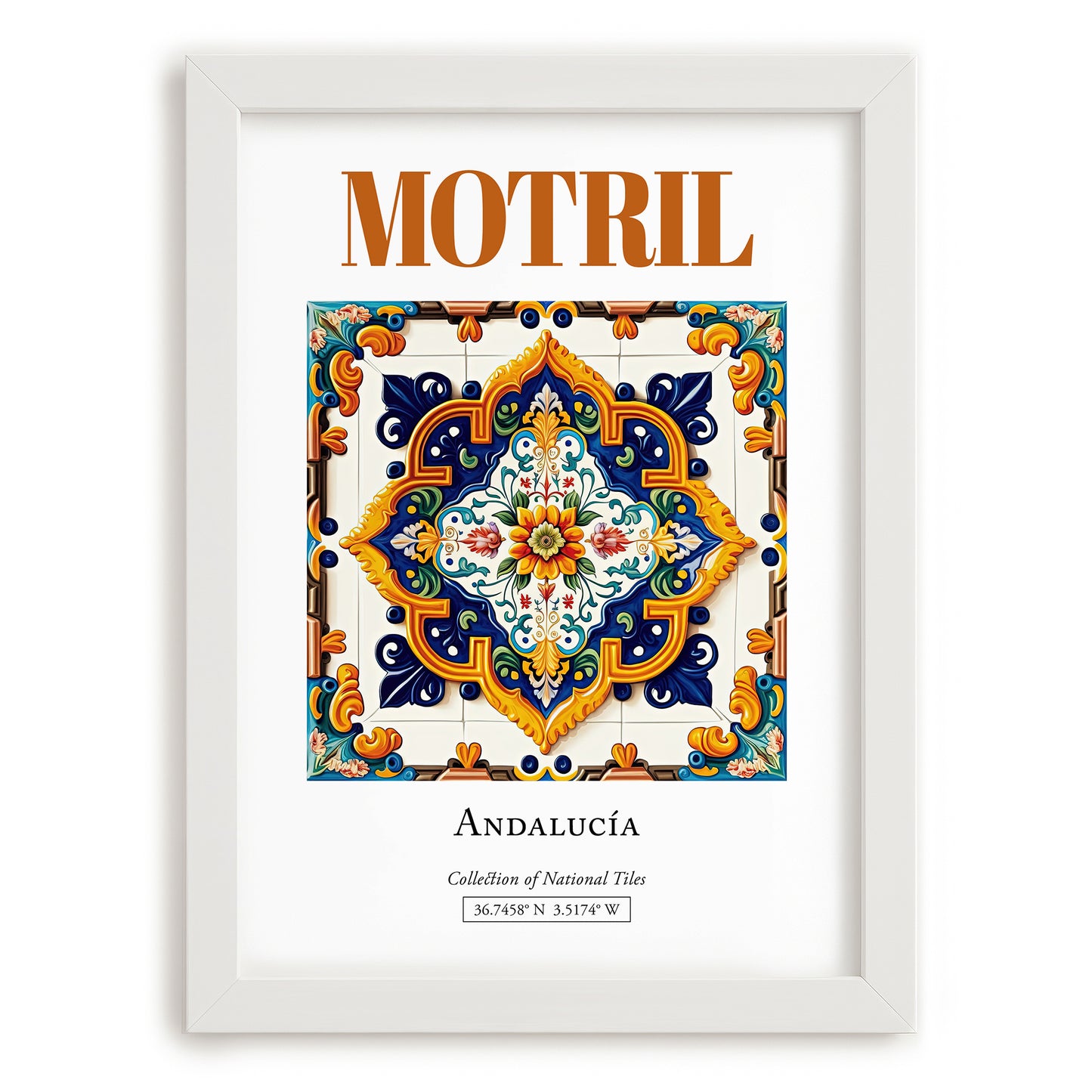 Motril, Spain – Travel Wall Art, placed in minimal white frame