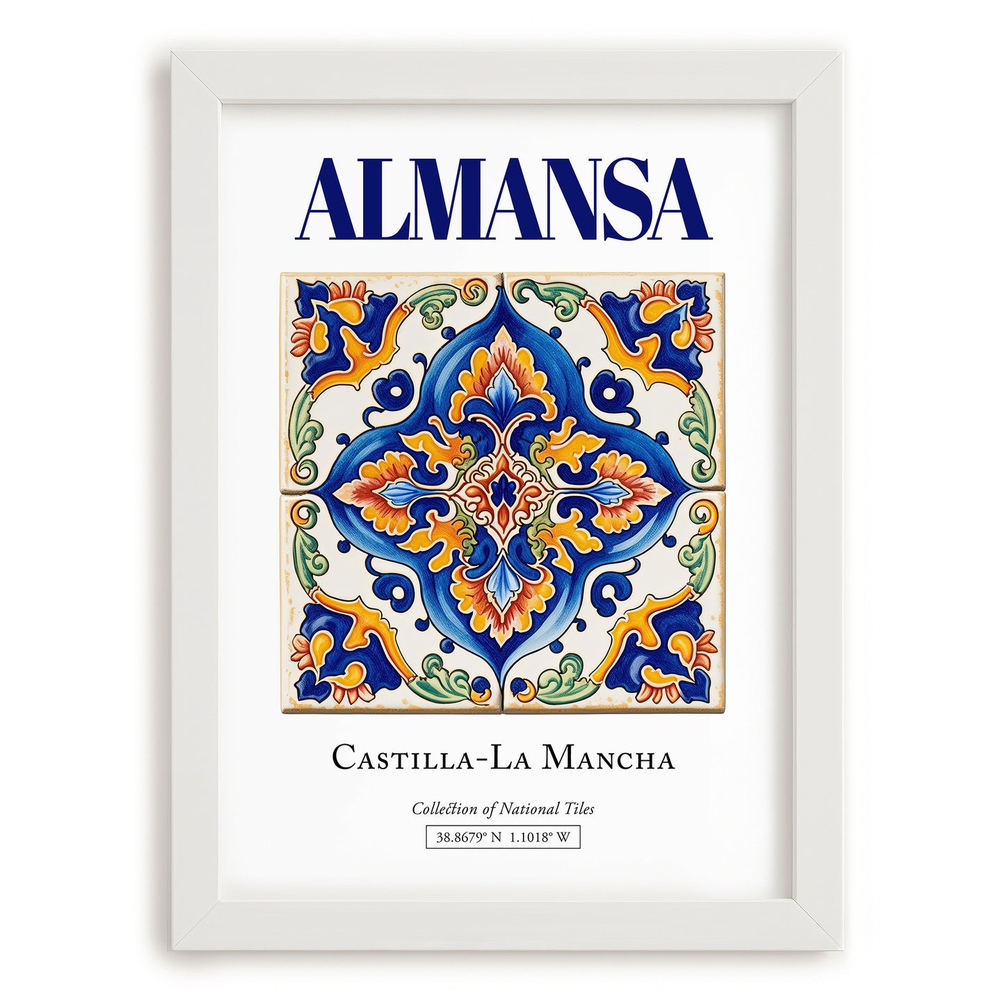 Almansa, Spain – Travel Poster, placed in minimal white frame