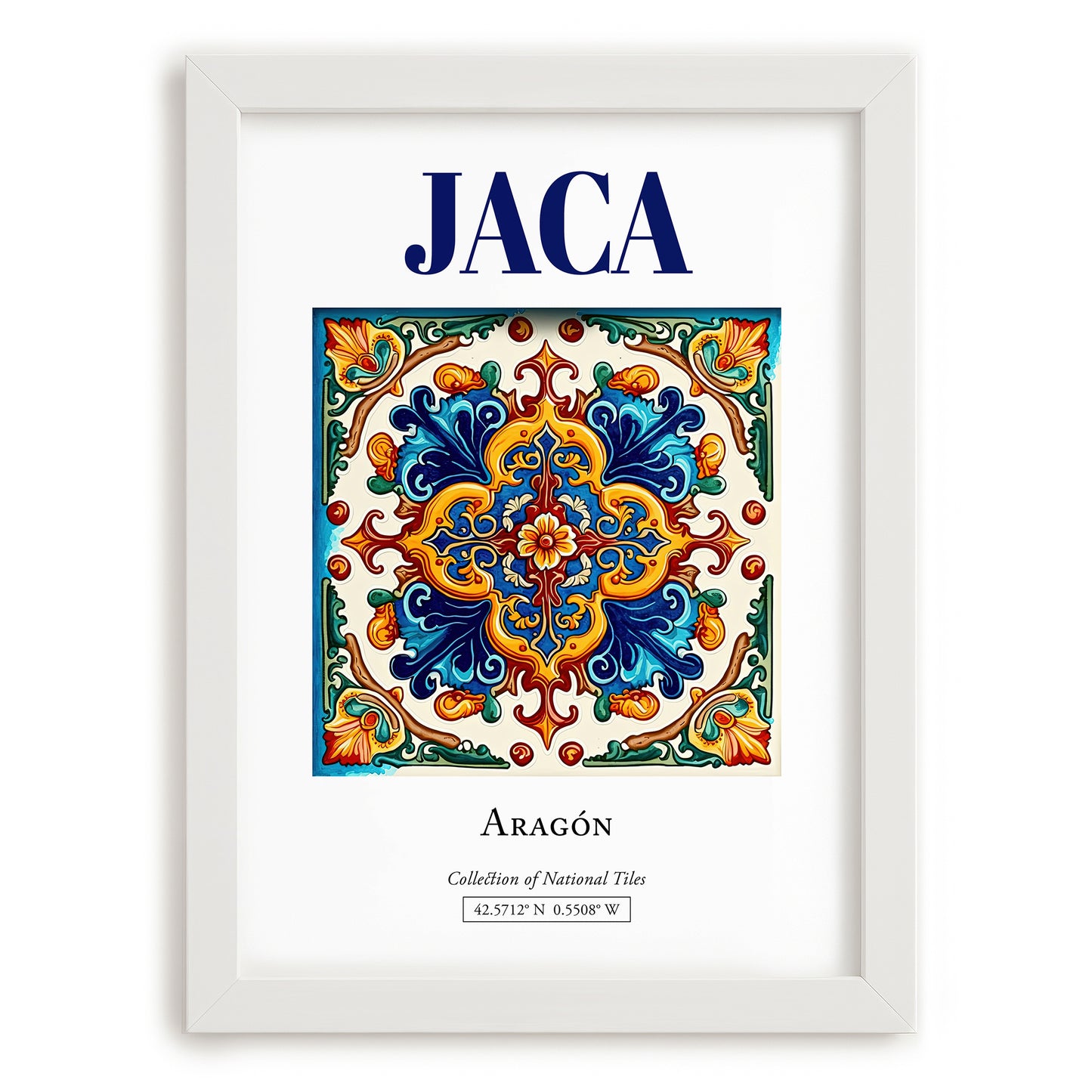 Jaca, Spain – Travel Print, placed in minimal white frame