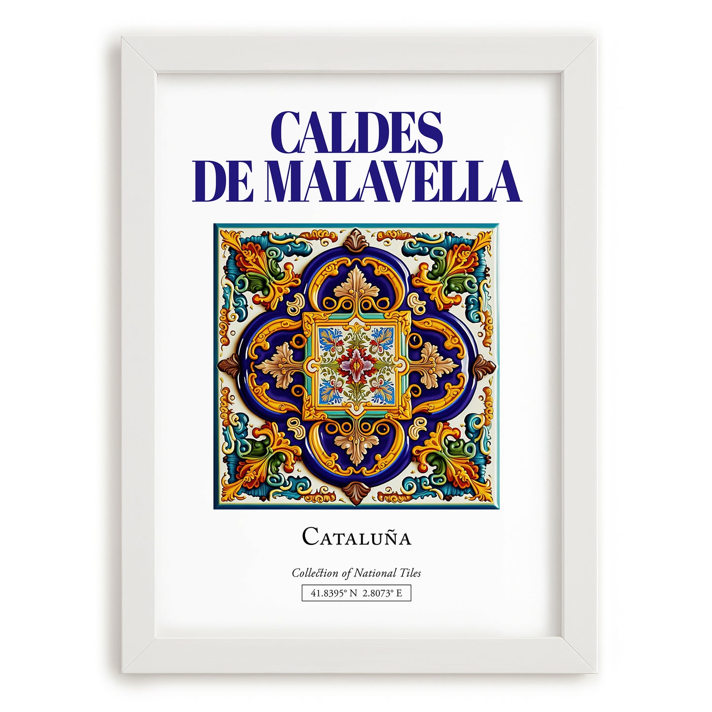 Caldes de Malavella, Spain – Wanderlust Wall Decor, placed in minimal white frame