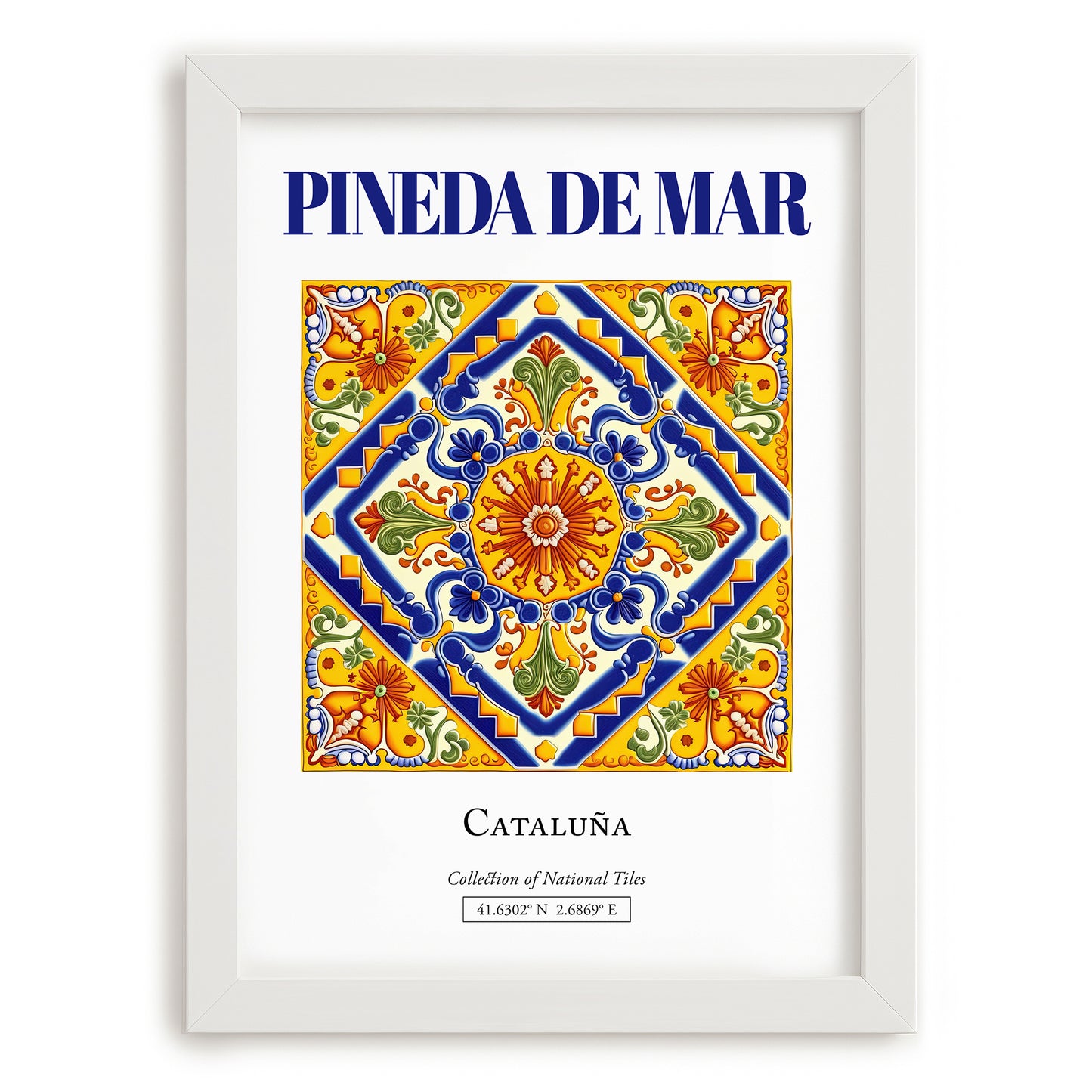 Pineda de Mar, Spain – Travel Print, placed in minimal white frame