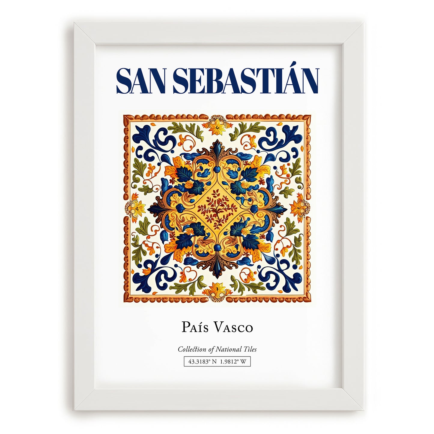San Sebastián, Spain – Wanderlust Wall Decor, placed in minimal white frame