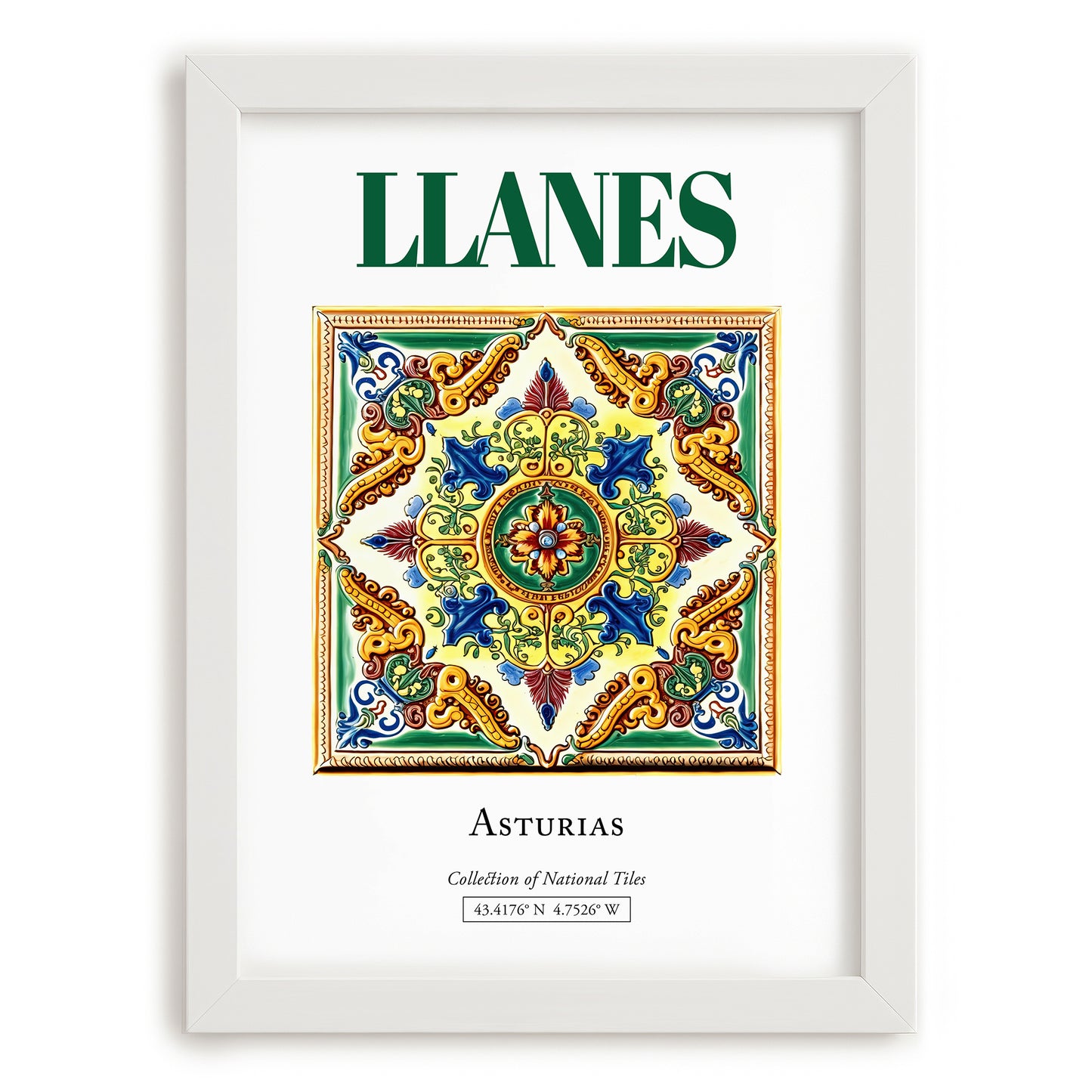 Llanes, Spain – Travel Wall Art, placed in minimal white frame