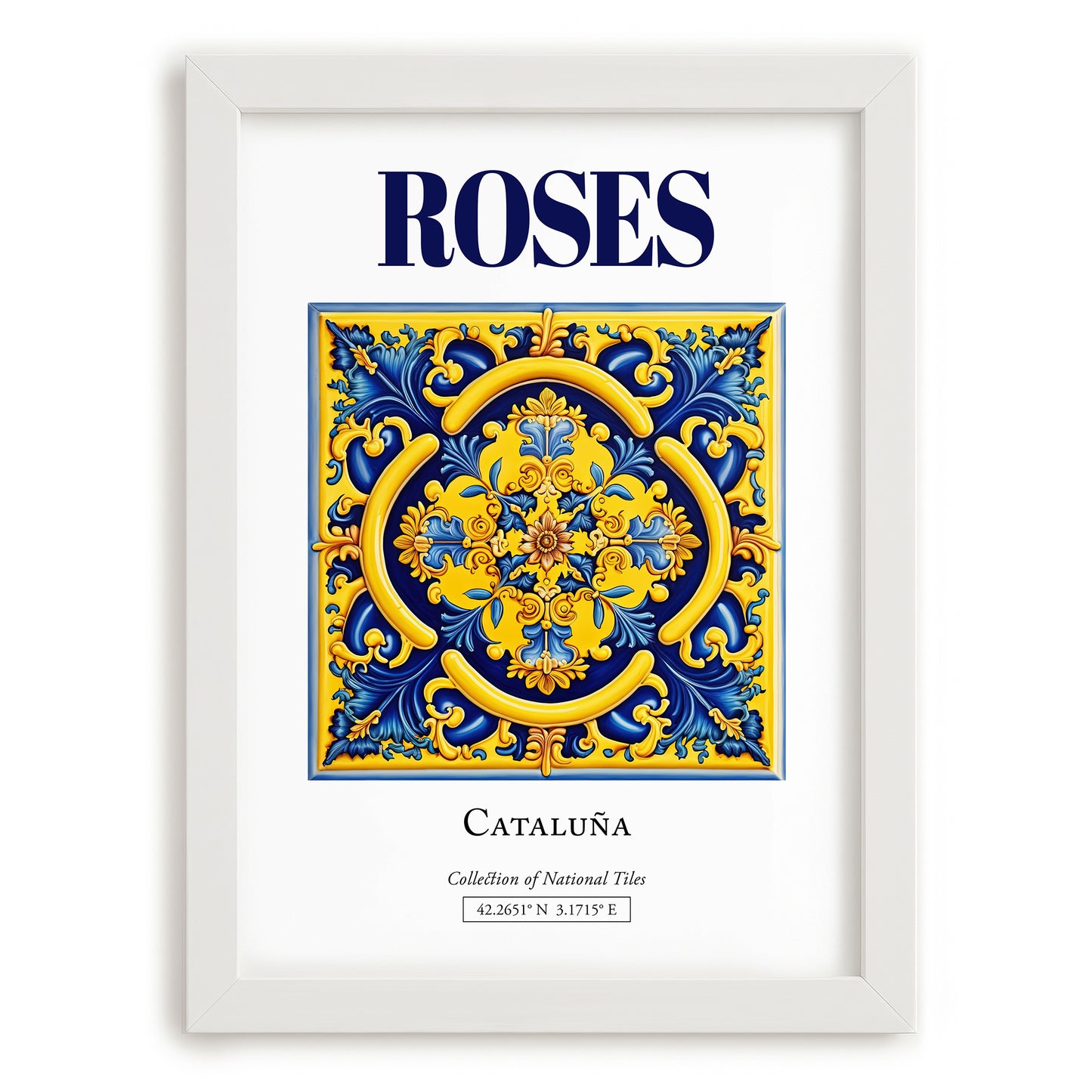 Roses, Spain – Travel Poster, placed in minimal white frame