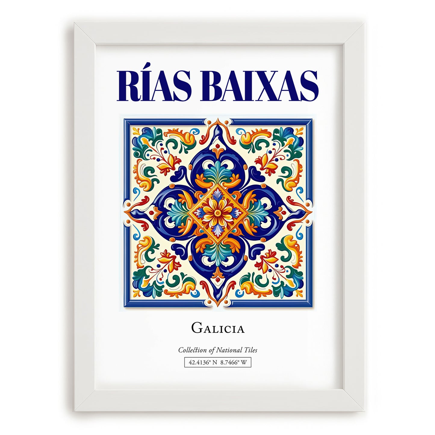 Rías Baixas, Spain – Travel Wall Decor, placed in minimal white frame
