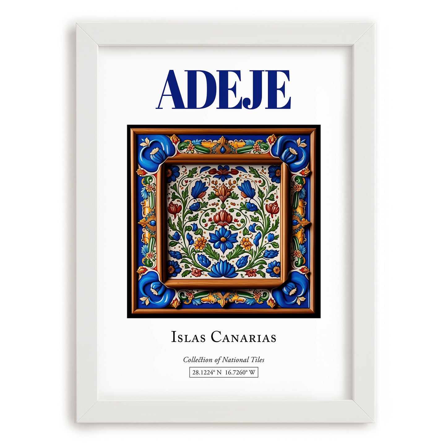Adeje, Spain – World Heritage Travel Poster, placed in minimal white frame