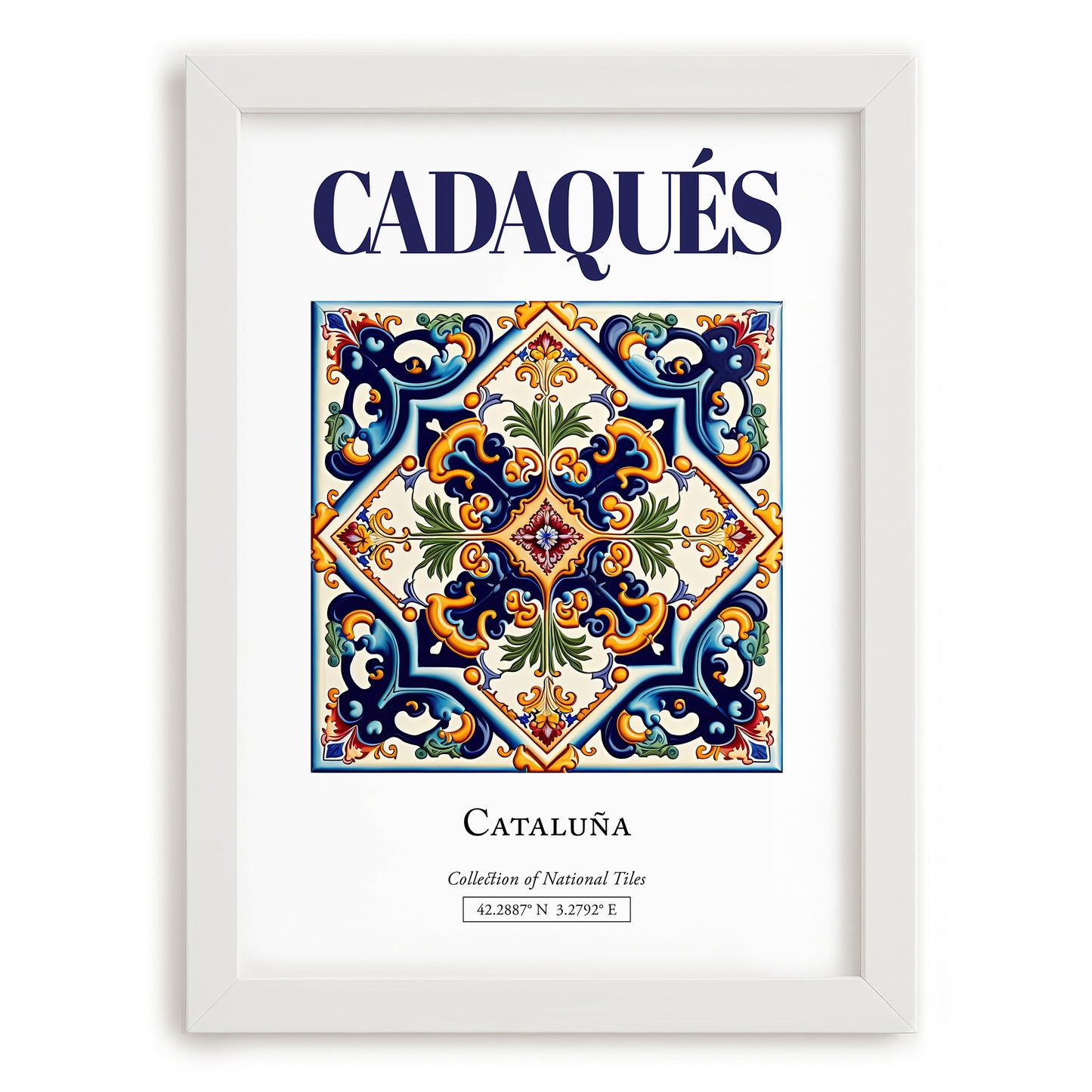 Cadaqués, Spain – Travel Print, placed in minimal white frame