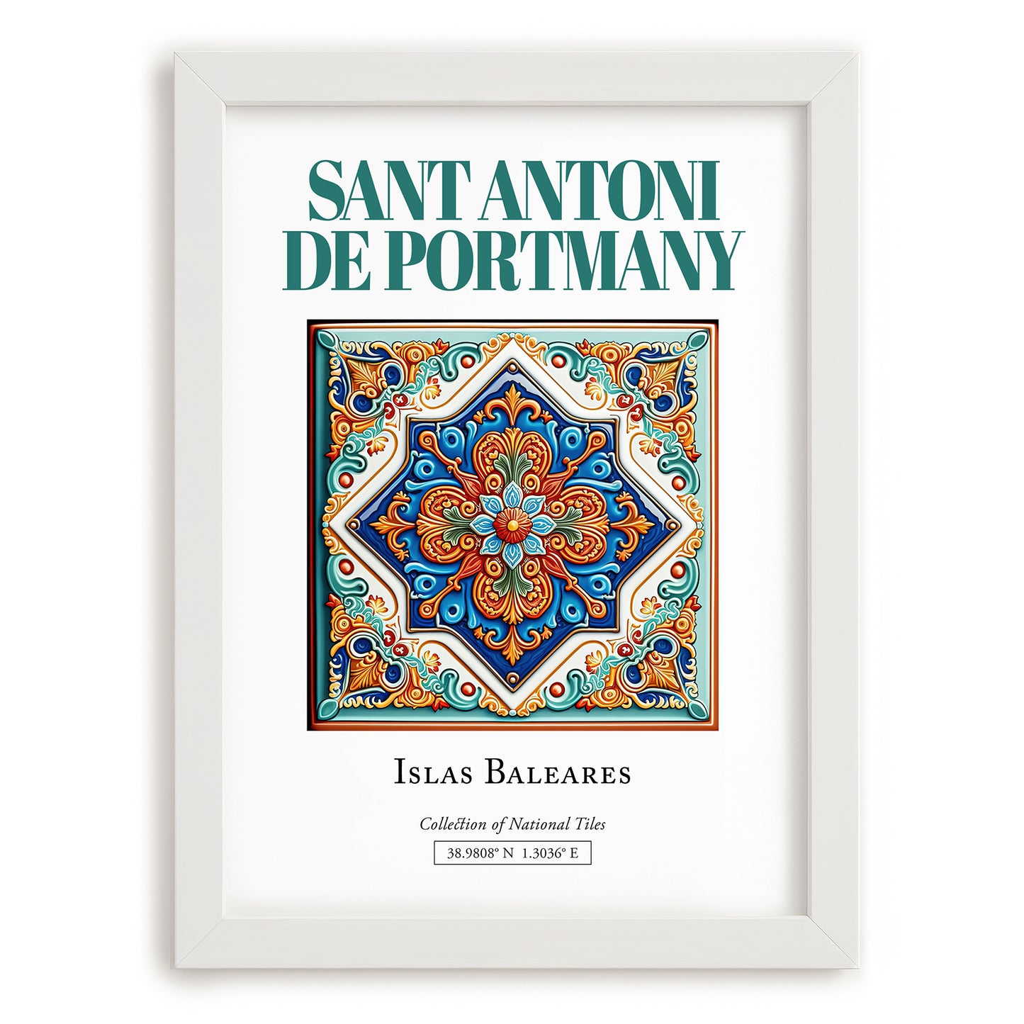 Sant Antoni de Portmany, Spain – Travel Poster, placed in minimal white frame