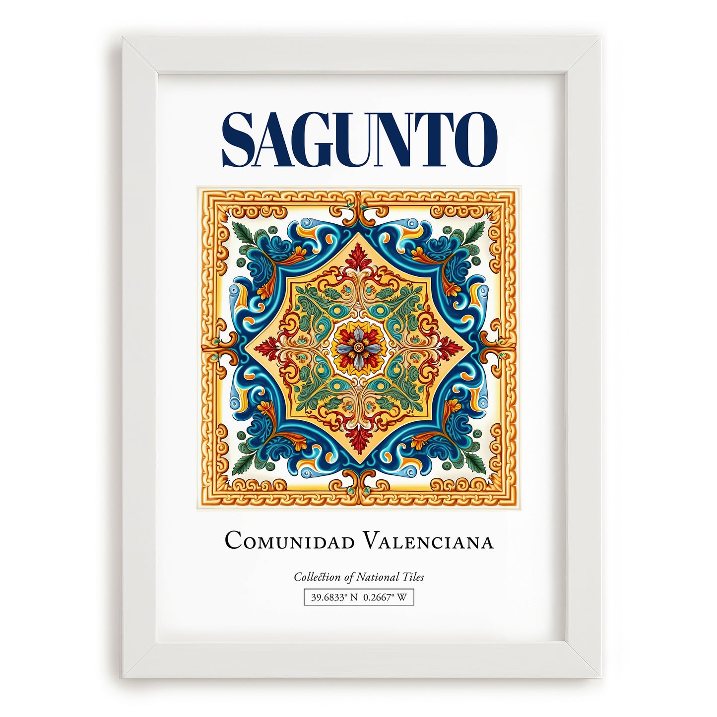 Sagunto, Spain – Travel Print, placed in minimal white frame