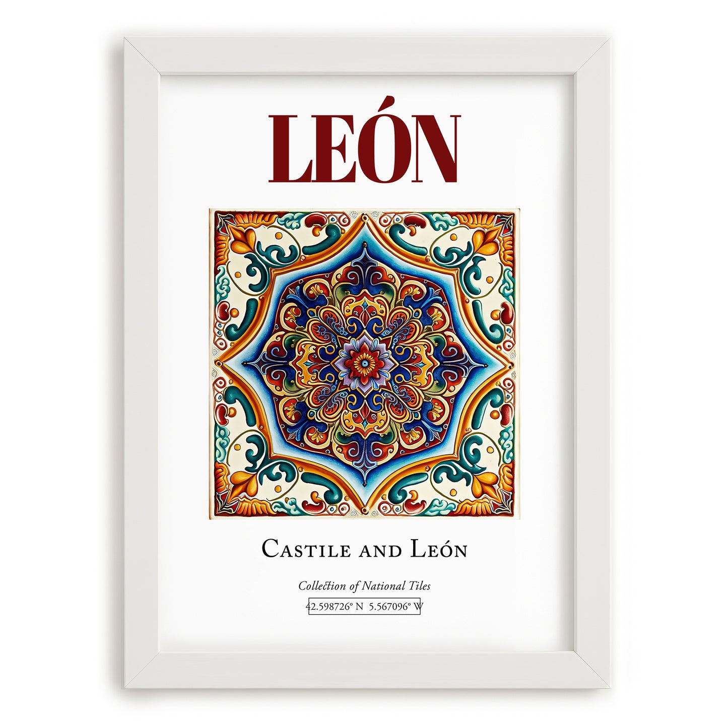 León, Spain – Travel Print, placed in minimal white frame