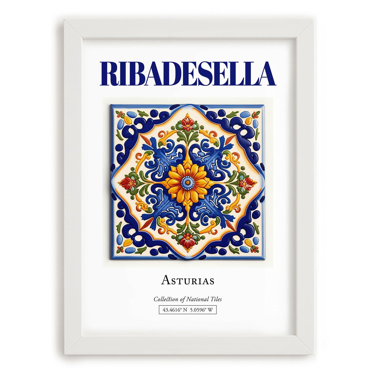 Ribadesella, Spain – Travel Print, placed in minimal white frame