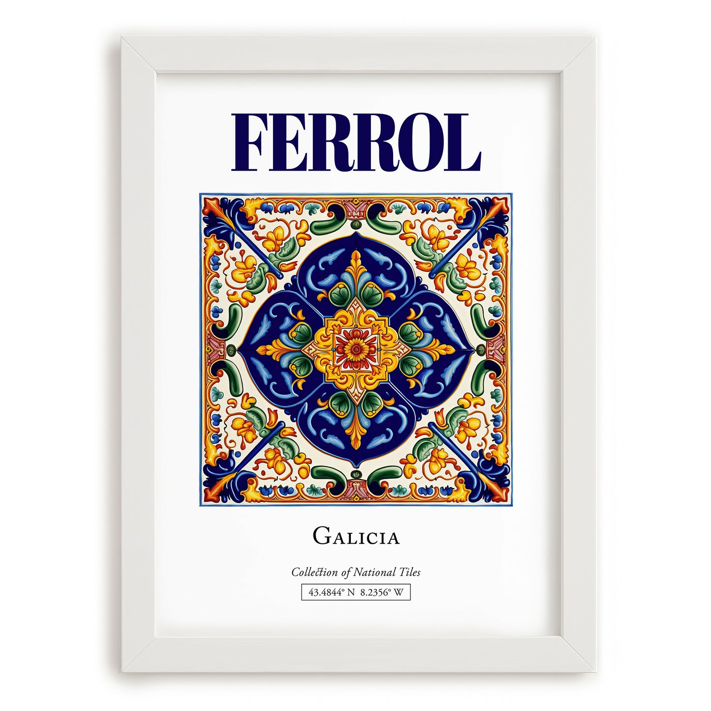 Ferrol, Spain – Wanderlust Wall Decor, placed in minimal white frame