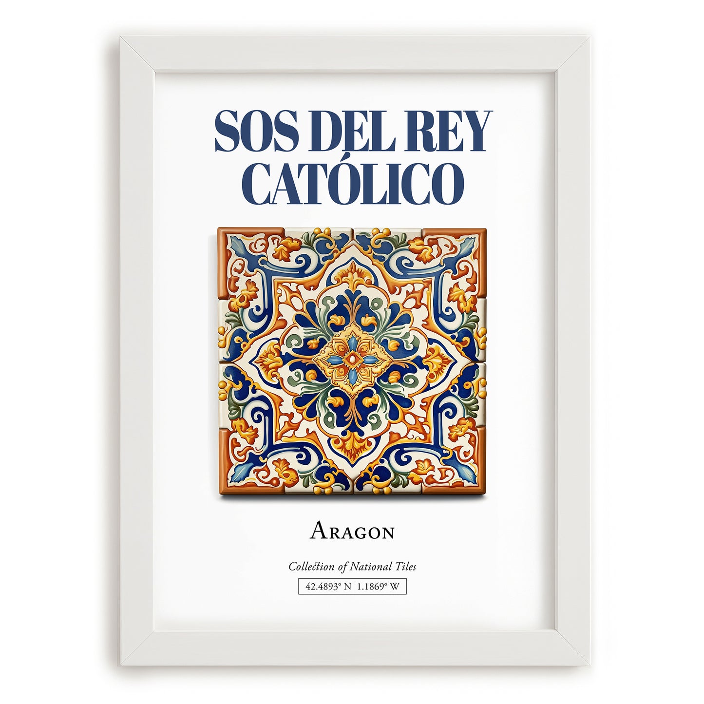 Sos del Rey Católico, Spain – Travel Print, placed in minimal white frame