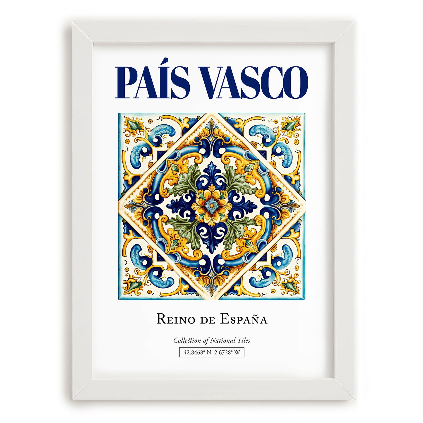 País Vasco, Spain – Travel Poster, placed in minimal white frame