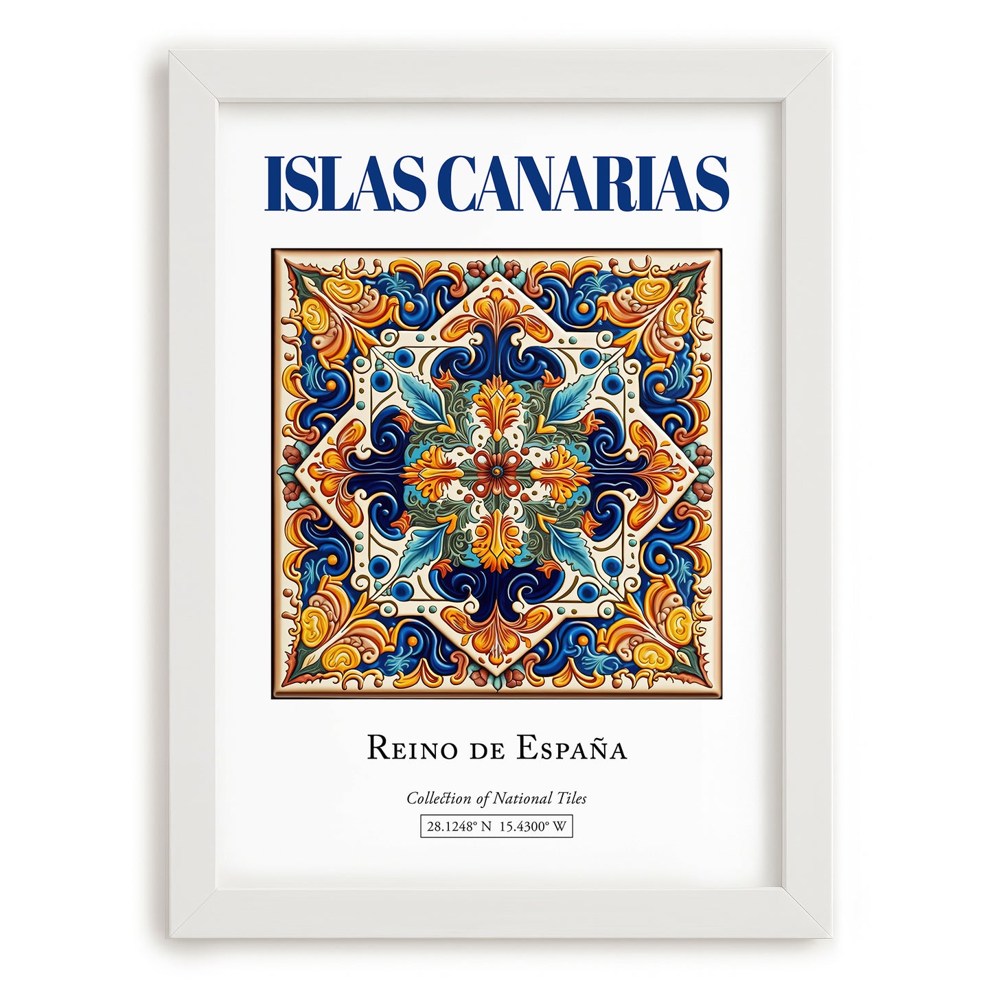 Islas Canarias, Spain – Travel Poster, placed in minimal white frame